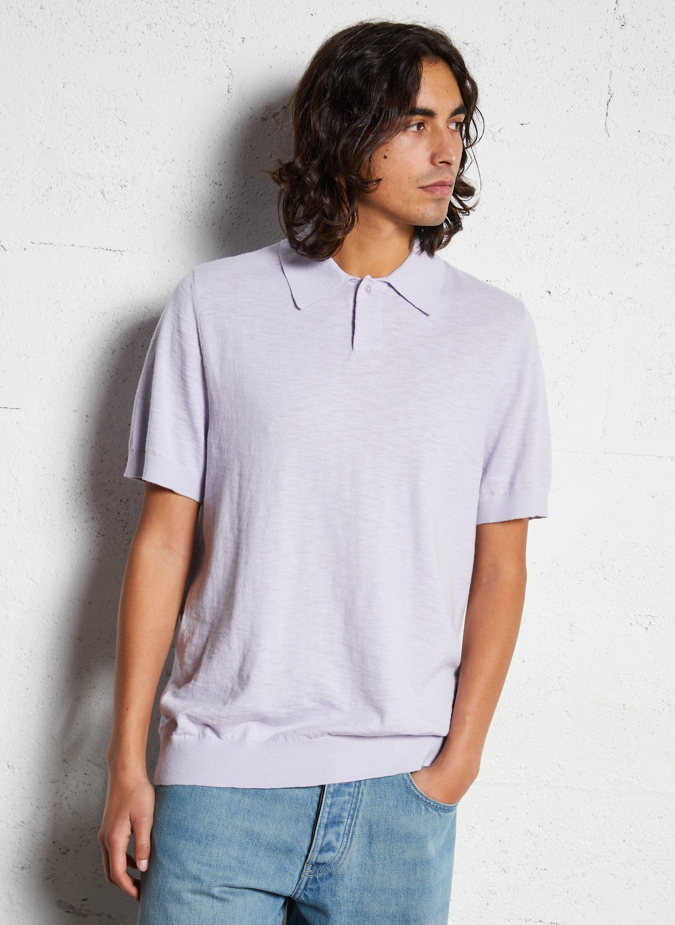 Polo manches courtes en maille flammée IKKS Violet