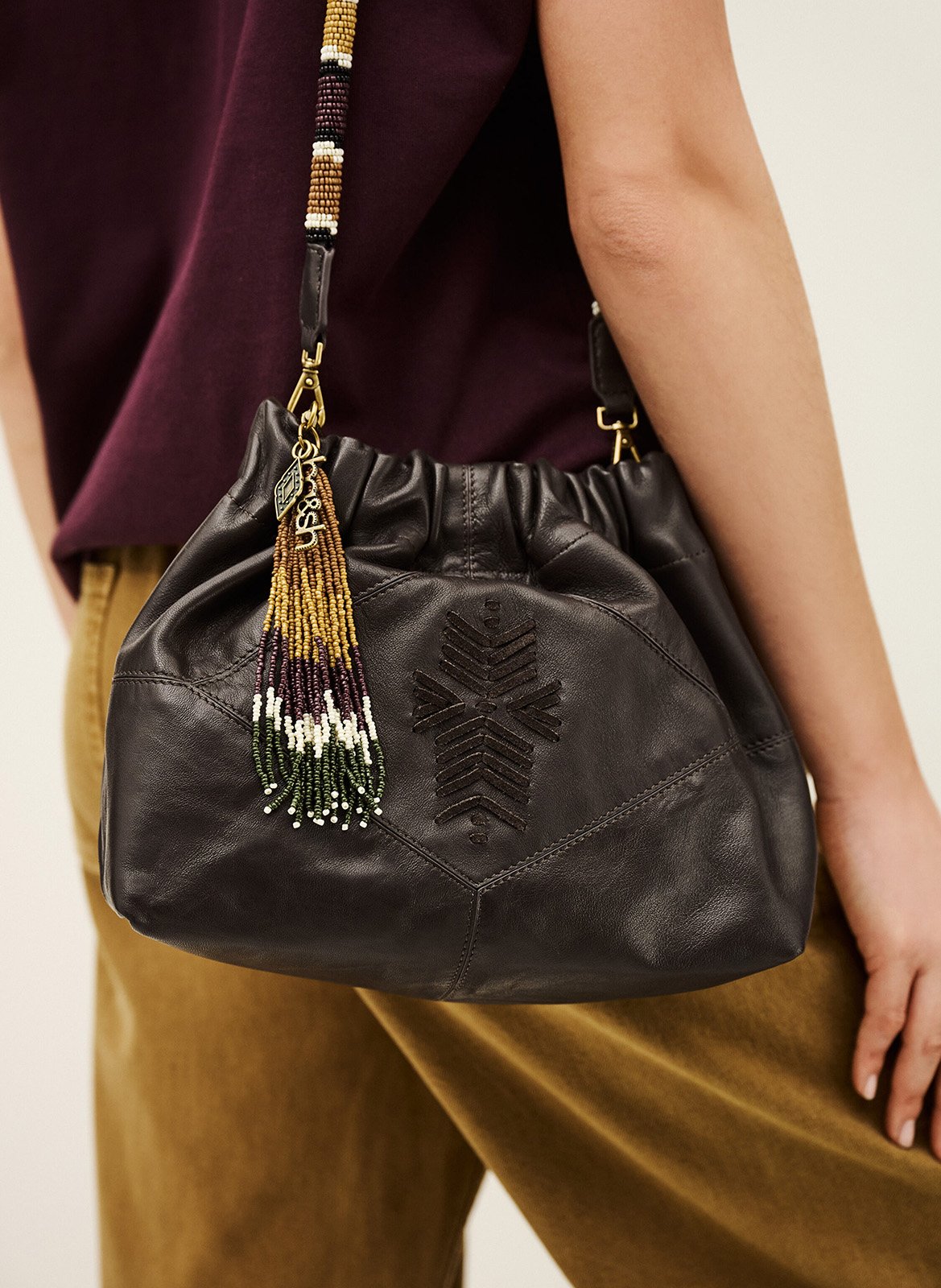 Sac bandoulière en cuir mini june tote BA&SH Marron