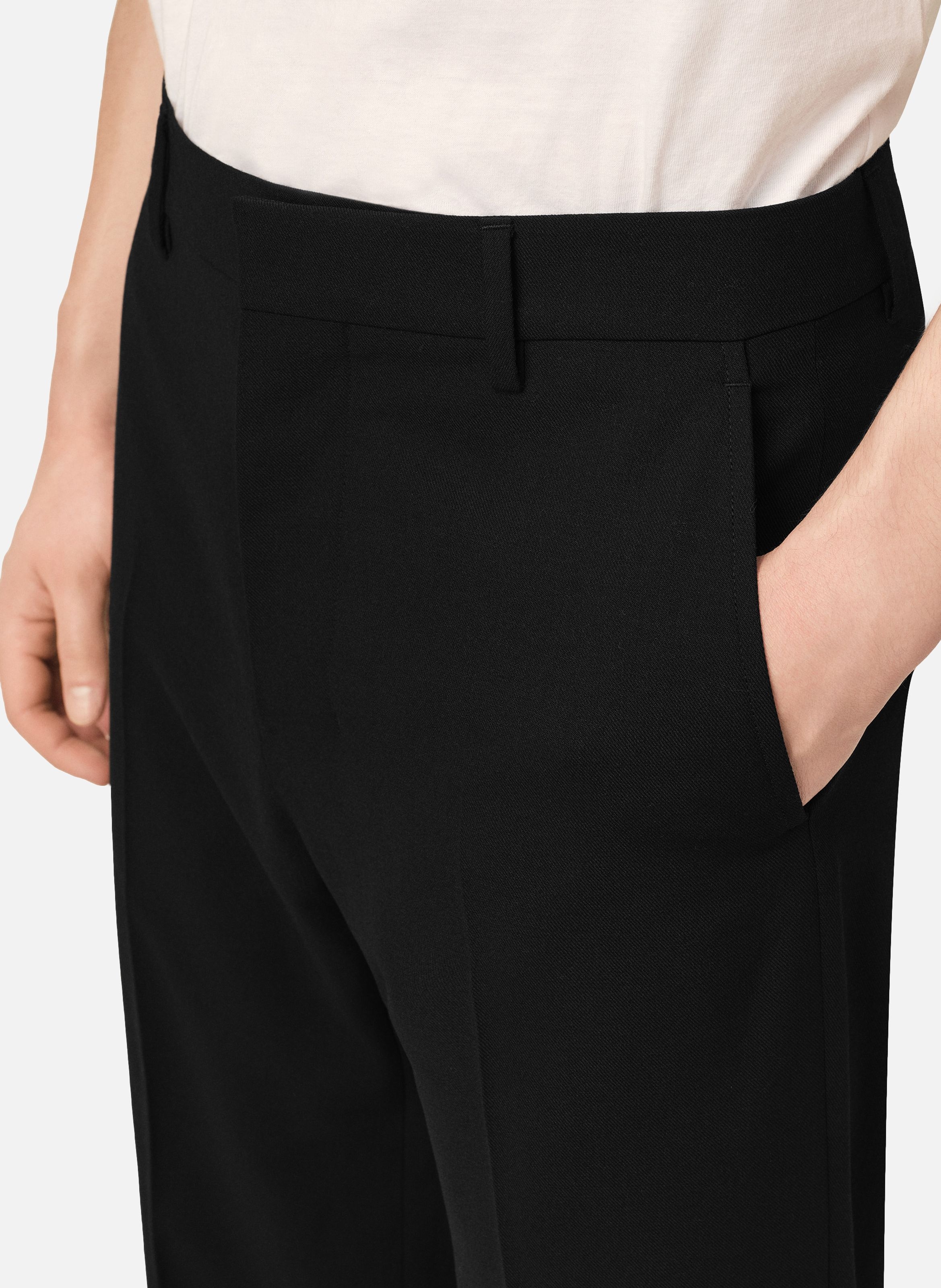Pantalon coupe droite en laine AMI PARIS Noir
