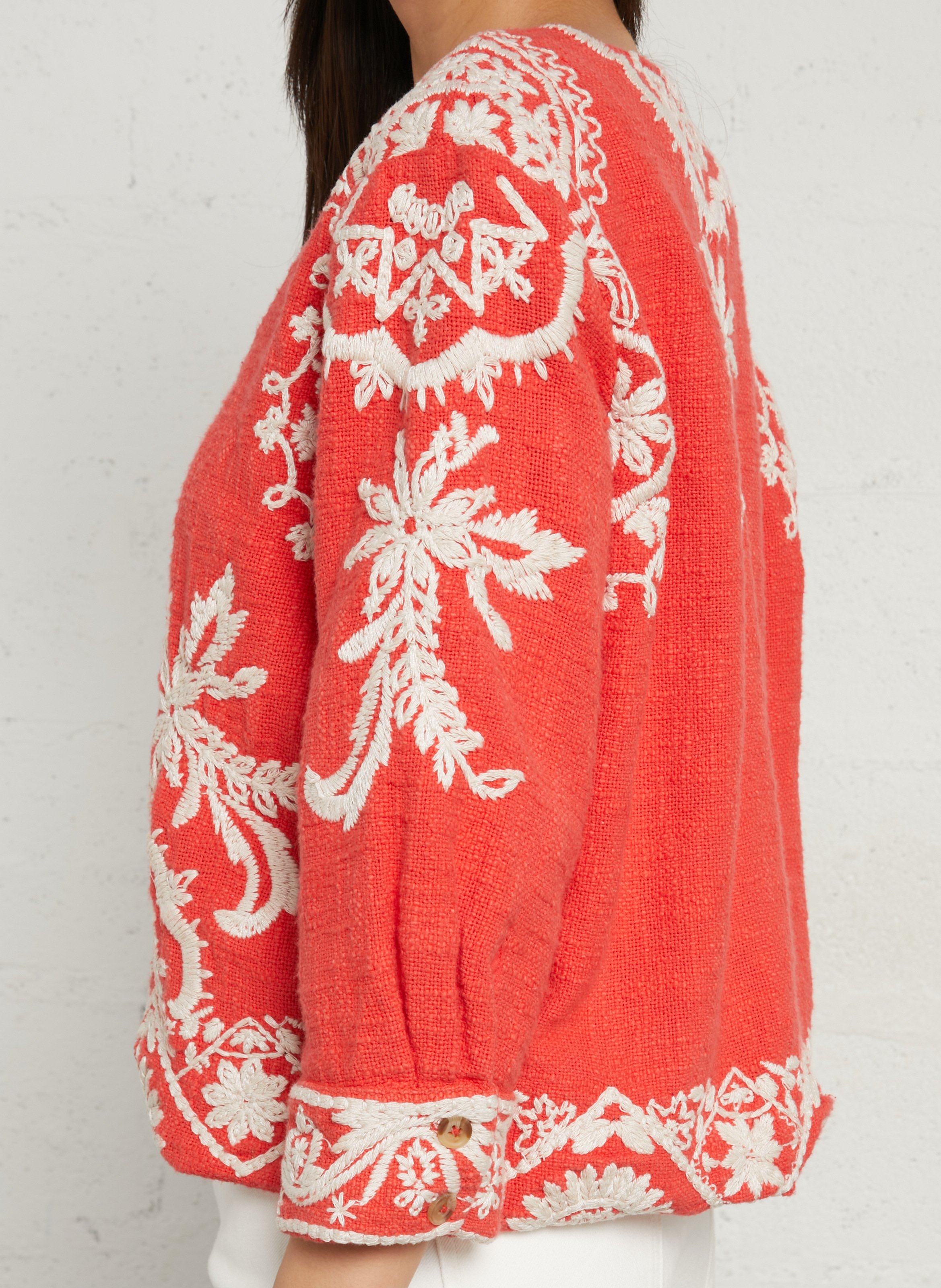 Veste col rond en coton valma MAISON 123 Rouge