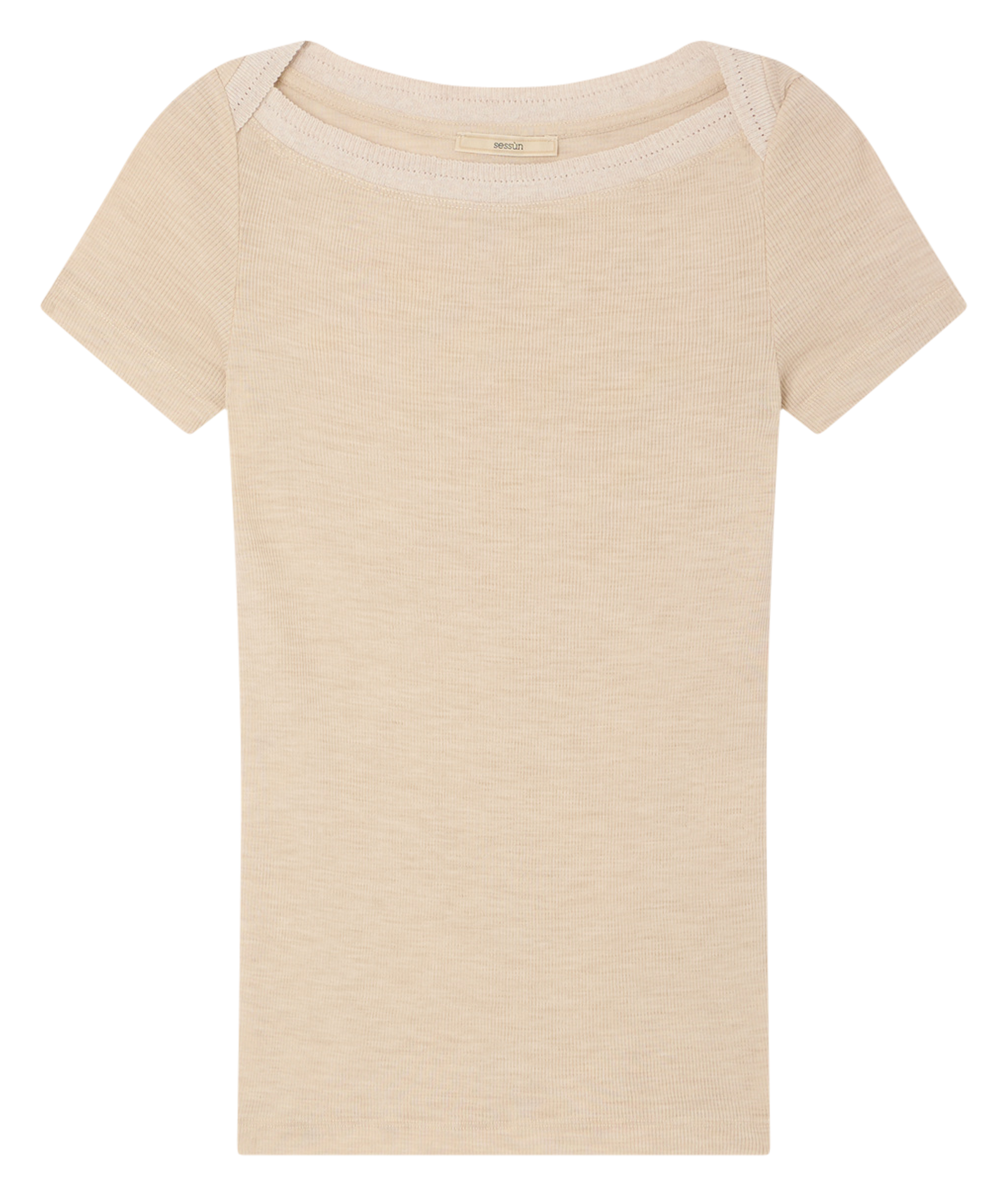 Top droit col rond en maille romuald SESSUN Beige