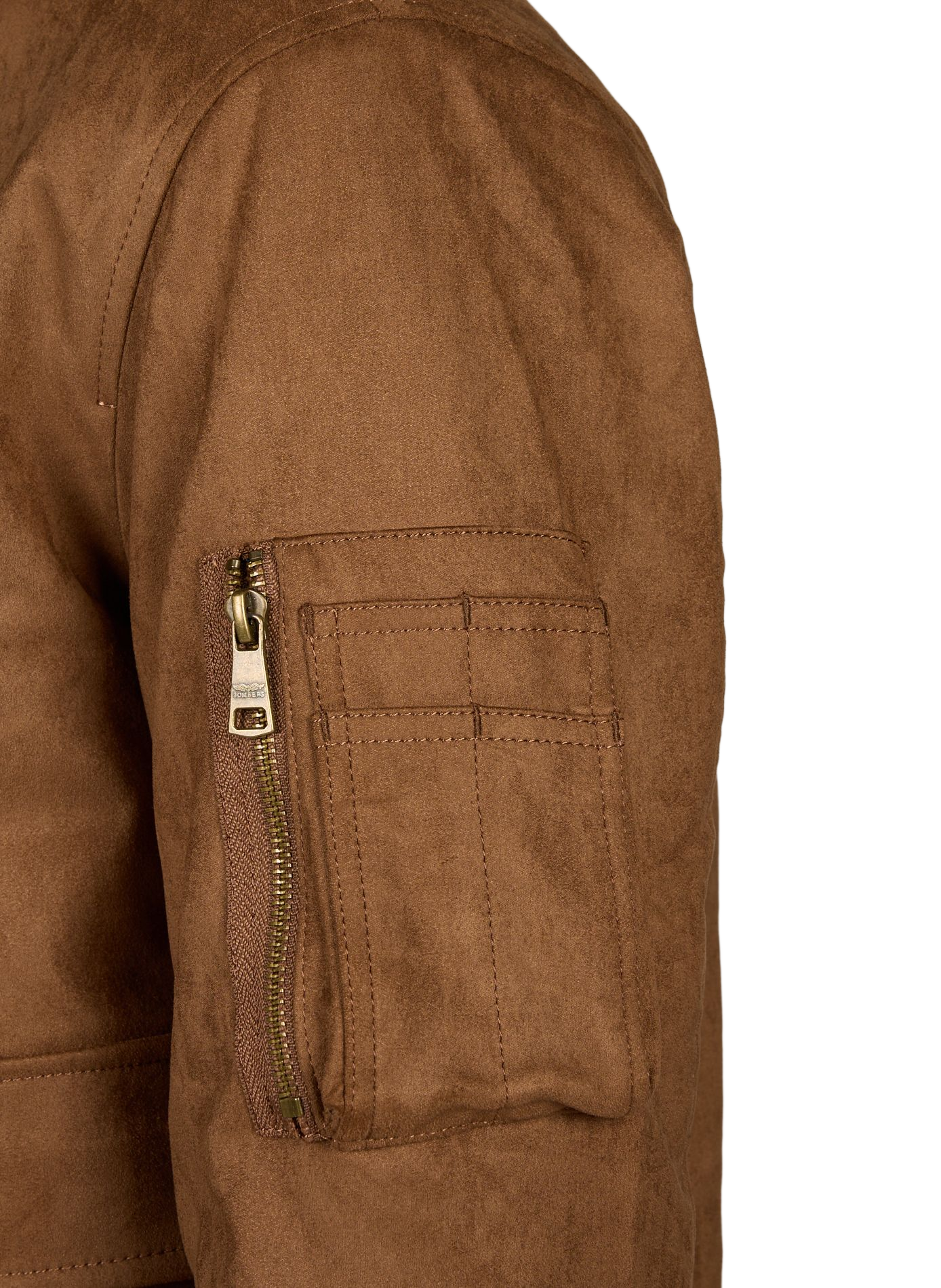 Blouson col montant uni en suède BOMBERS ORIGINAL Marron