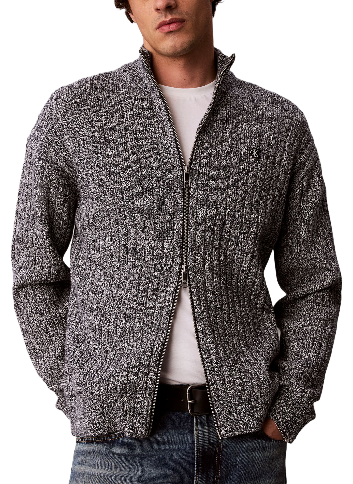 Gilet col montant en coton CALVIN KLEIN Bleu