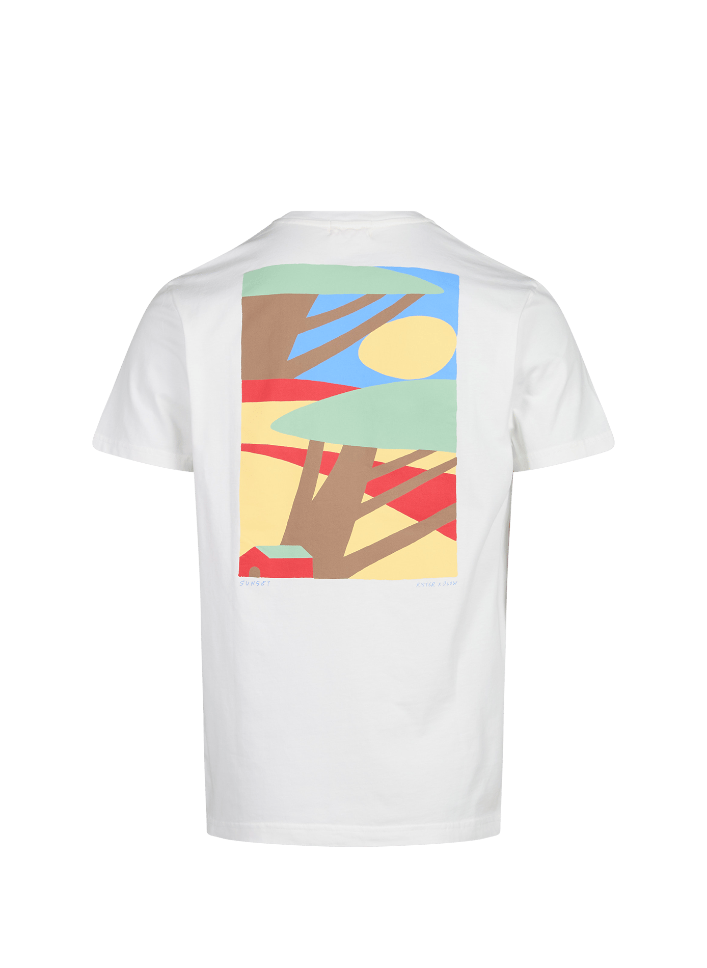 Sunset straight-fit crew-neck printed cotton T-shirt OLOW Beige