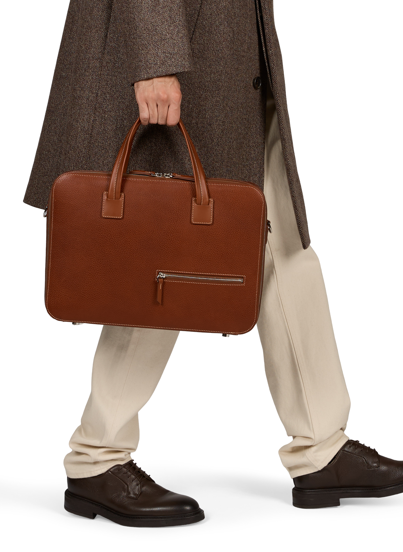 Leather plain OSCAR document holder LUNDI Brown