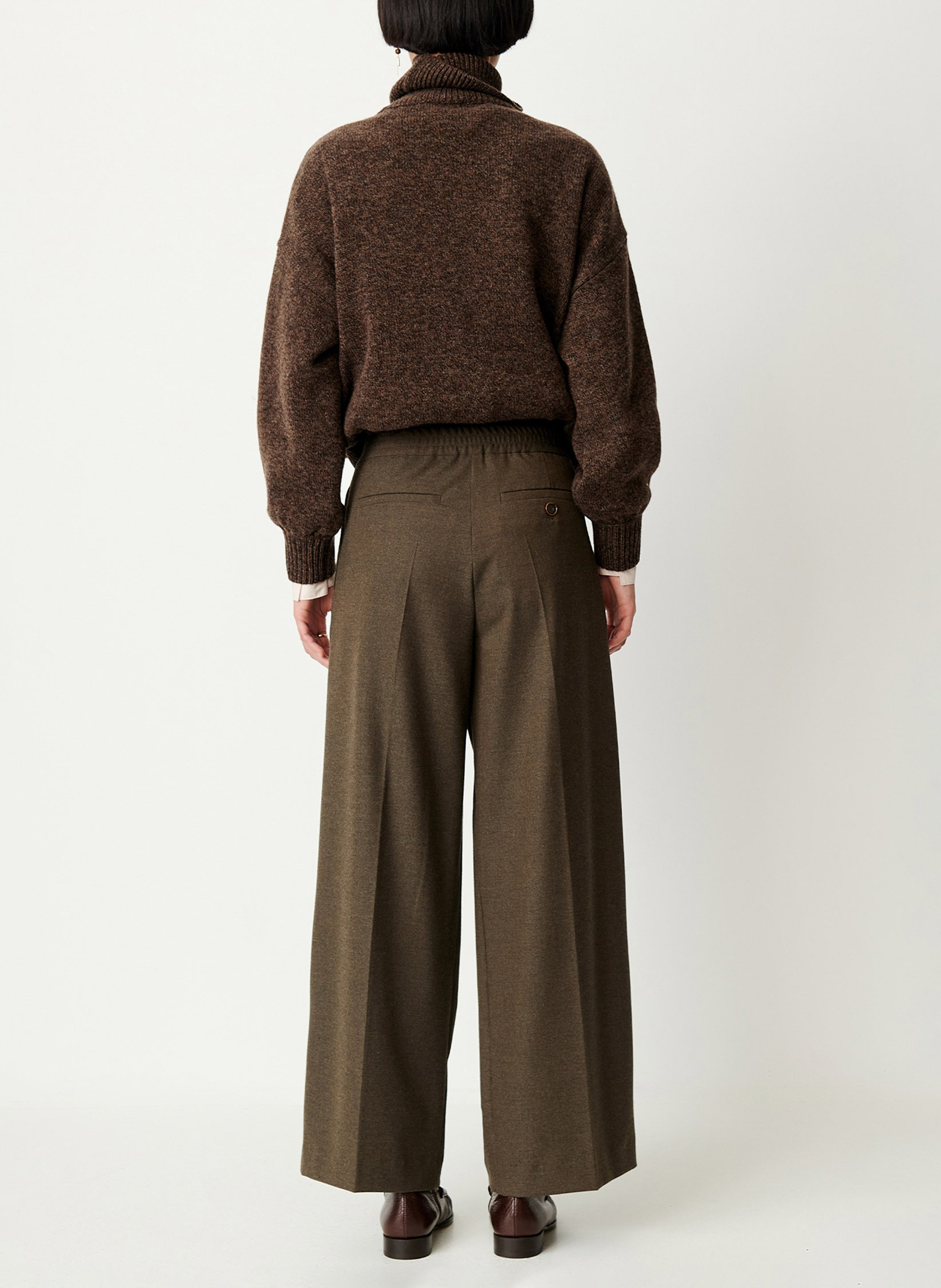Pantalon large à taille haute hojiki SESSUN Kaki
