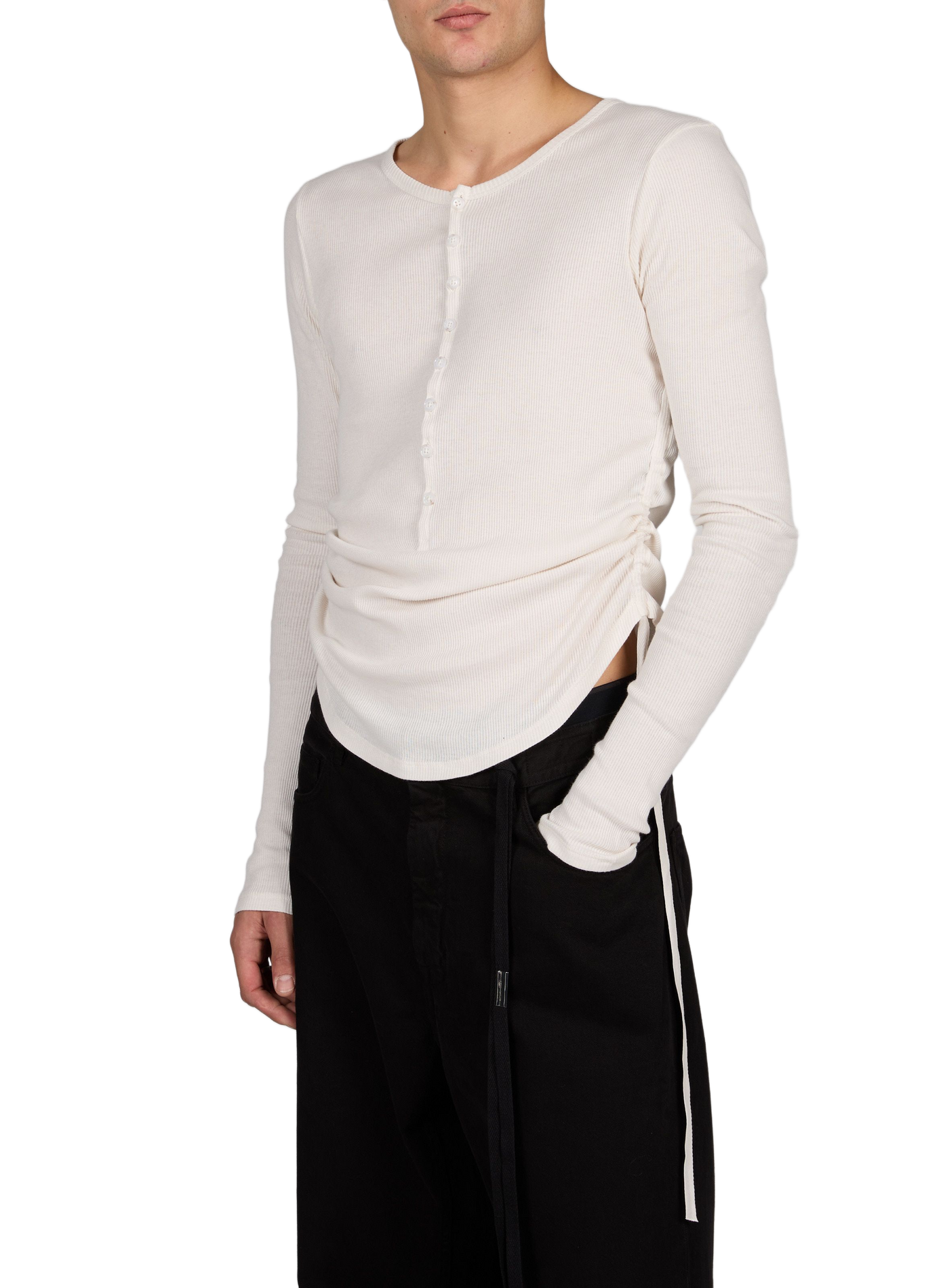 Fitted ribbed cotton T-shirt ANN DEMEULEMEESTER White