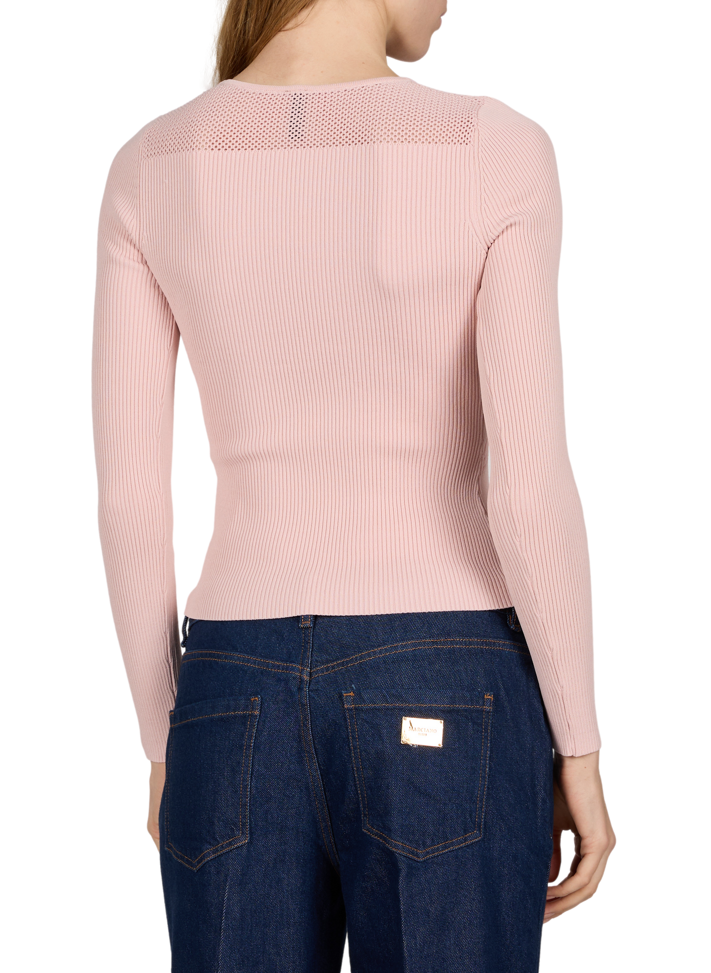 Jamila plain fitted V-neck top | Pink GUESS Women