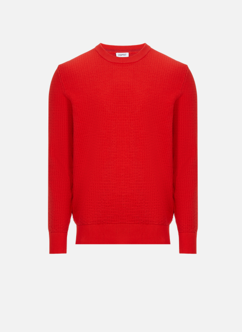 Pull col rond en coton  RougeESPRIT 
