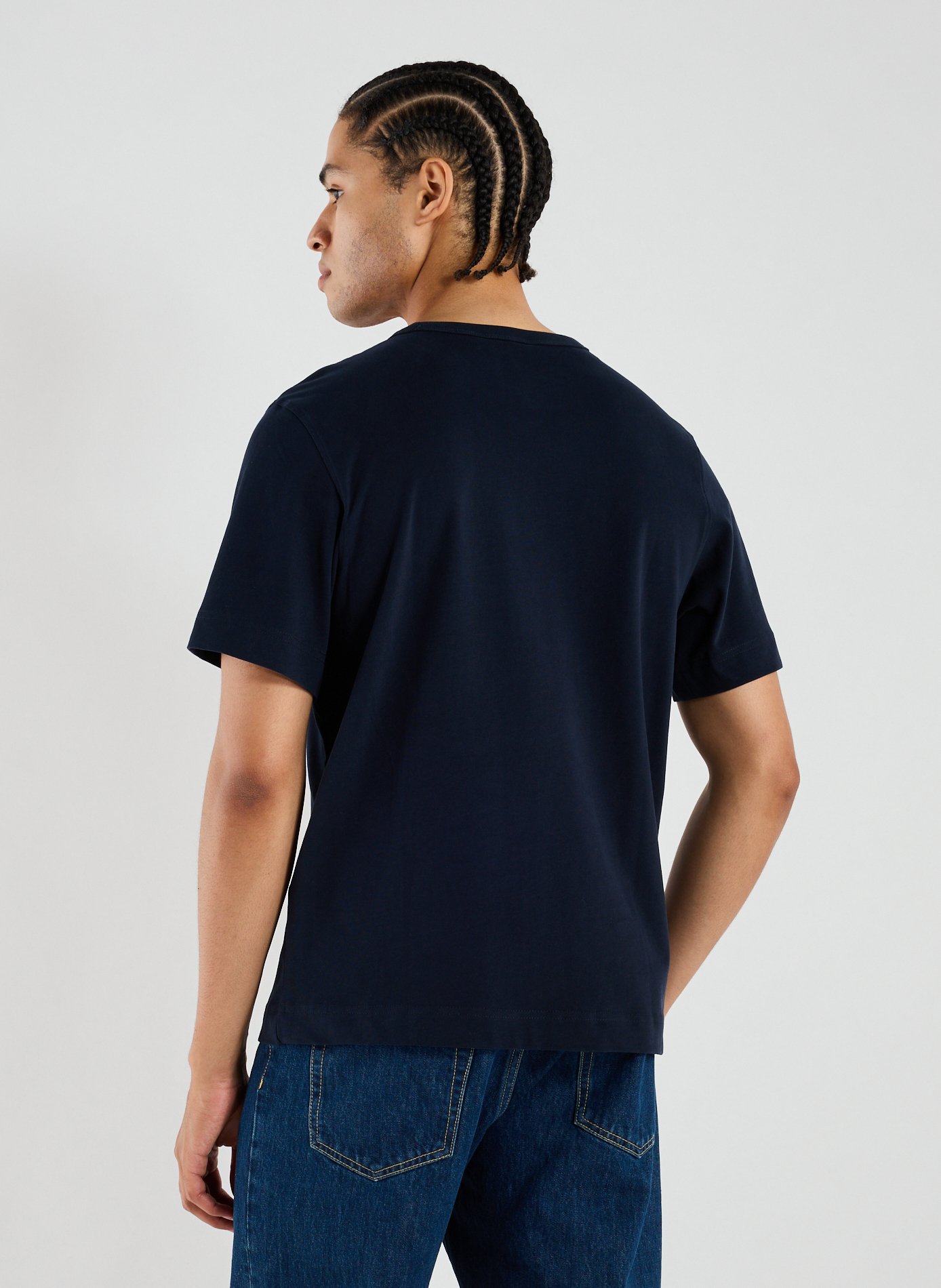 T-shirt col rond en coton organique SELECTED Bleu
