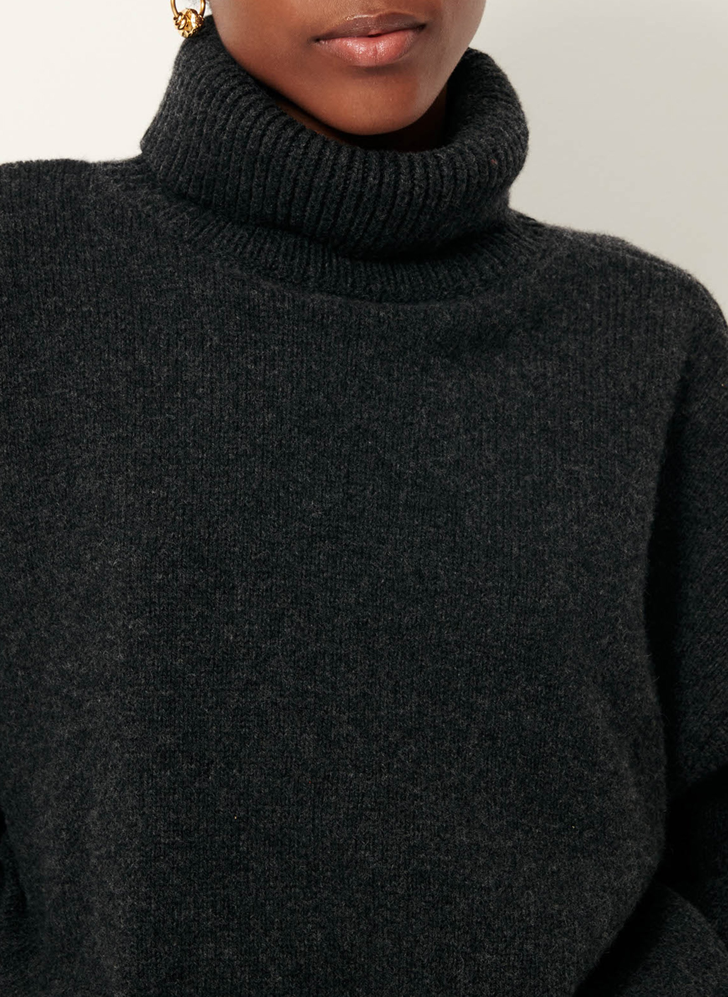 Pull oversize col roulé en laine et cachemire niko SESSUN Gris