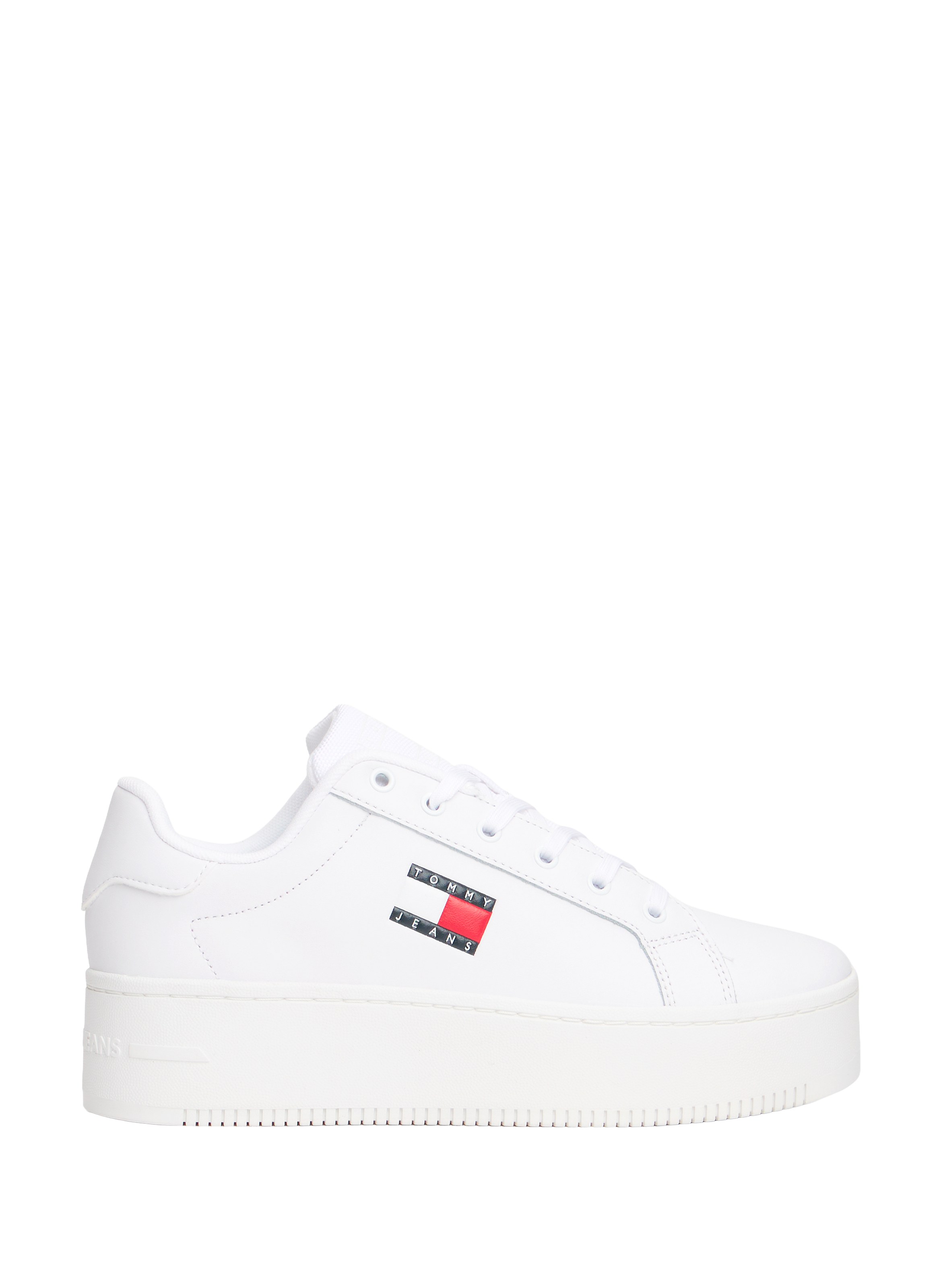 TOMMY HILFIGER Mixed leather low-top sneakers White