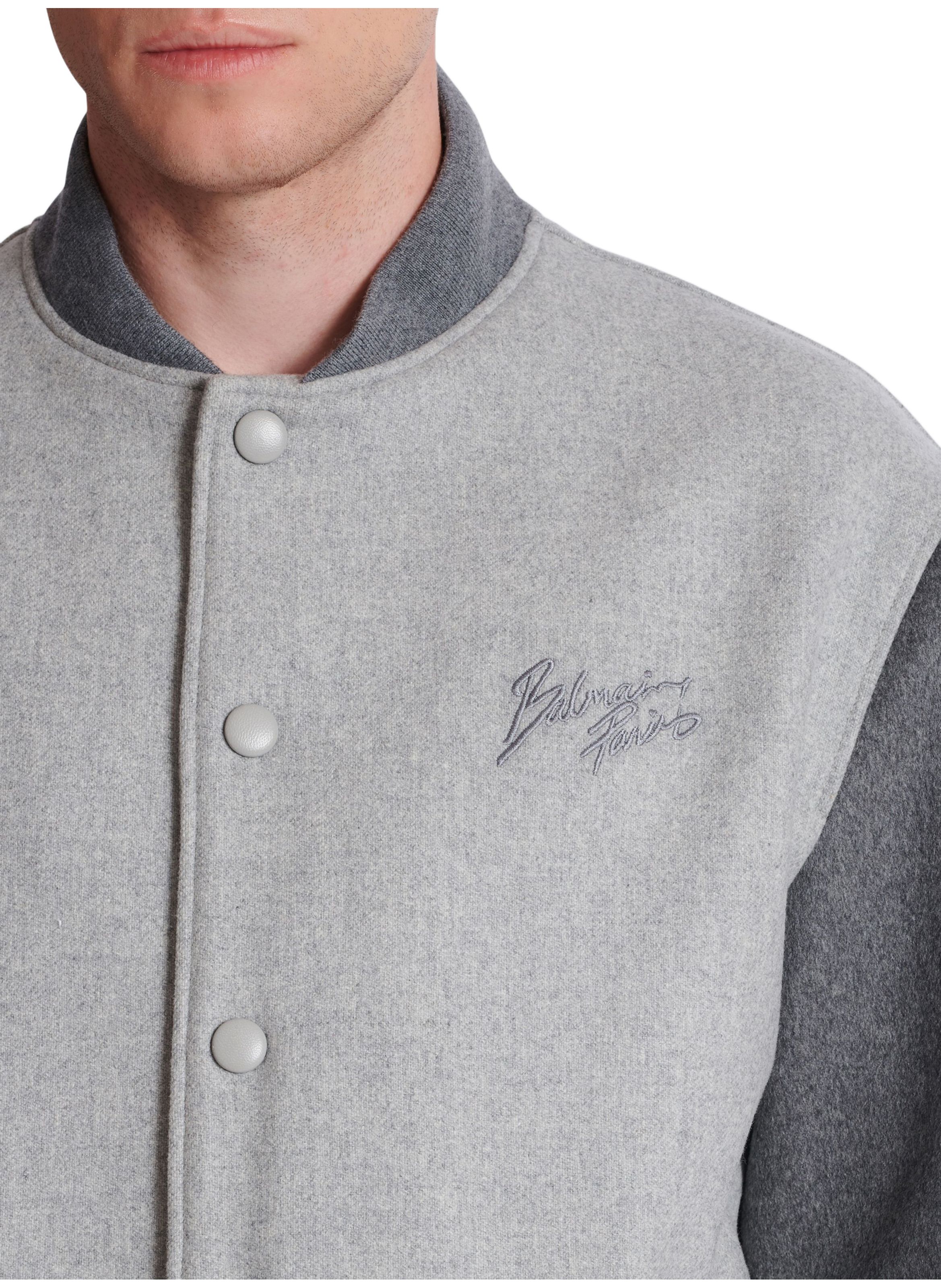 Veste varsity en laine et cachemire BALMAIN Gris