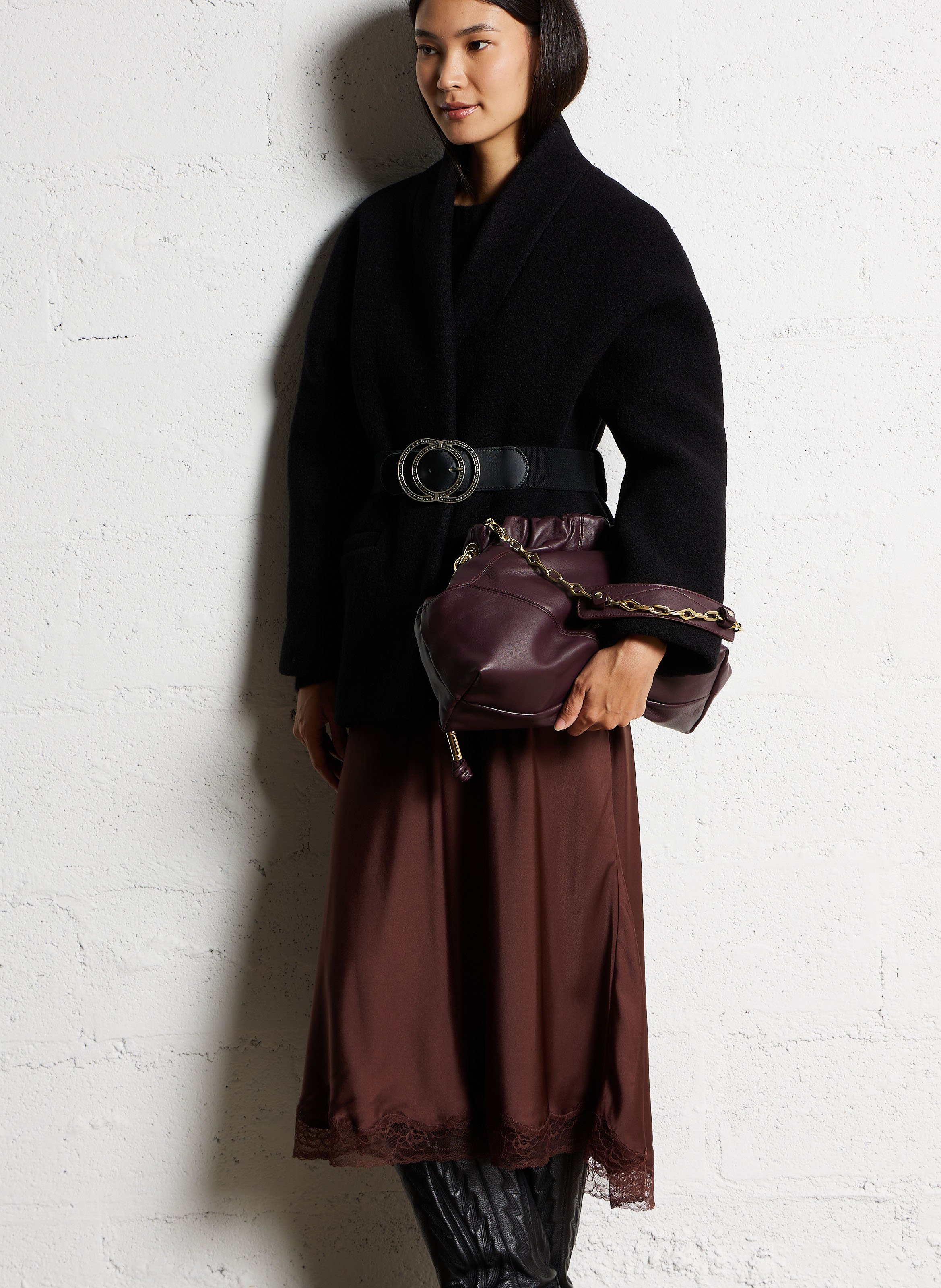 Sac porté épaule en cuir june tote BA&SH Violet