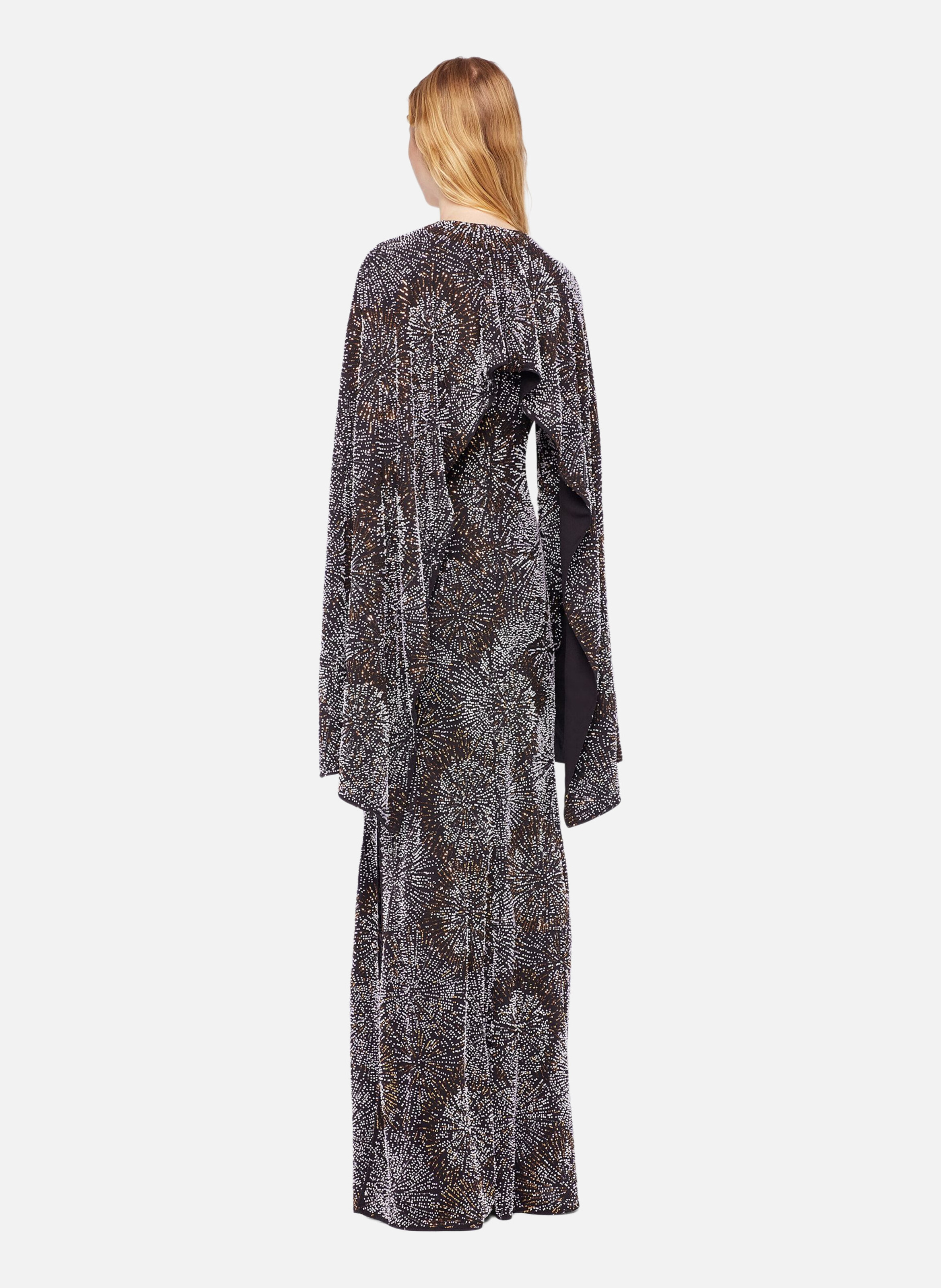 Robe en crêpe avec broderies de perles RABANNE Noir