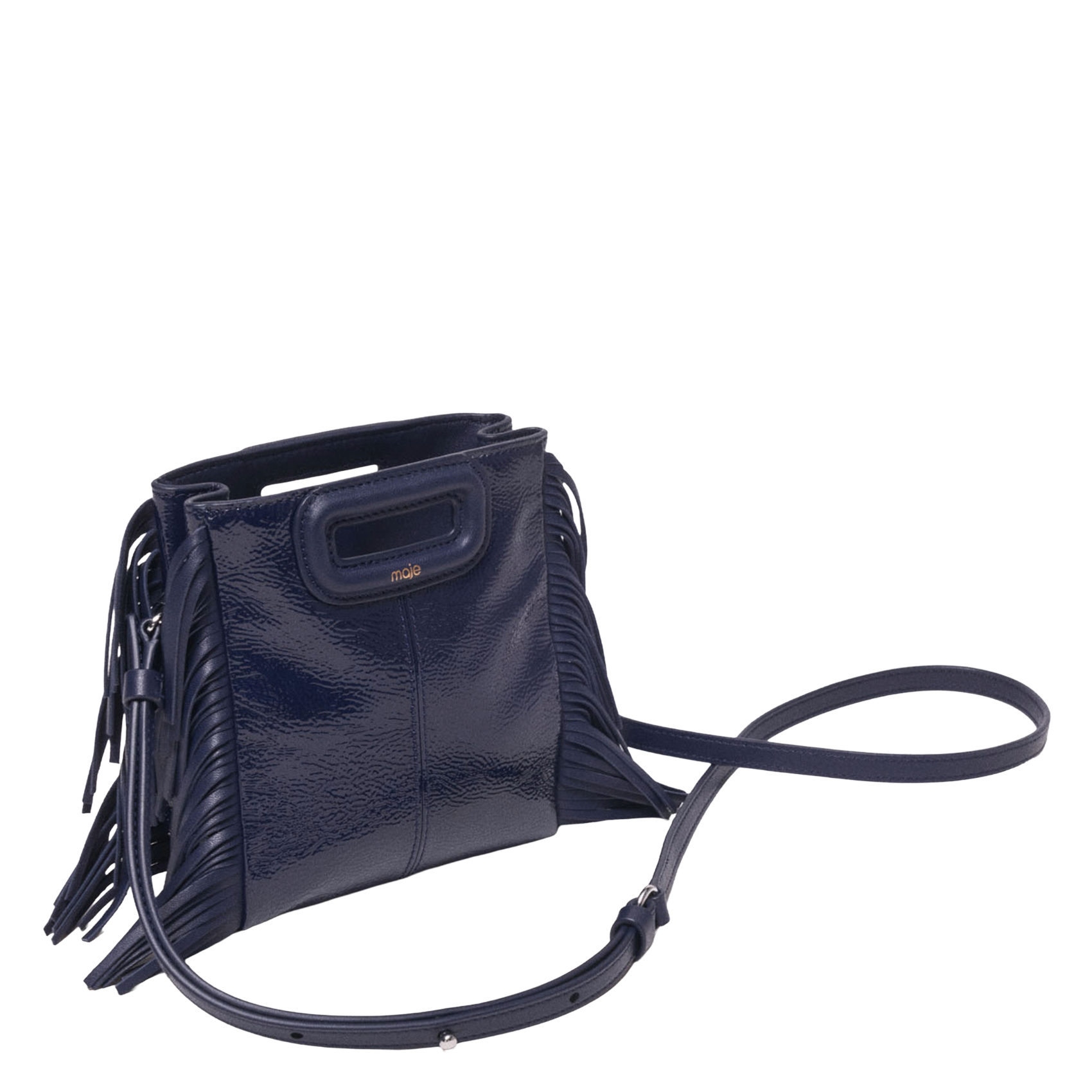 Sac bandoulière en cuir m mini MAJE Bleu
