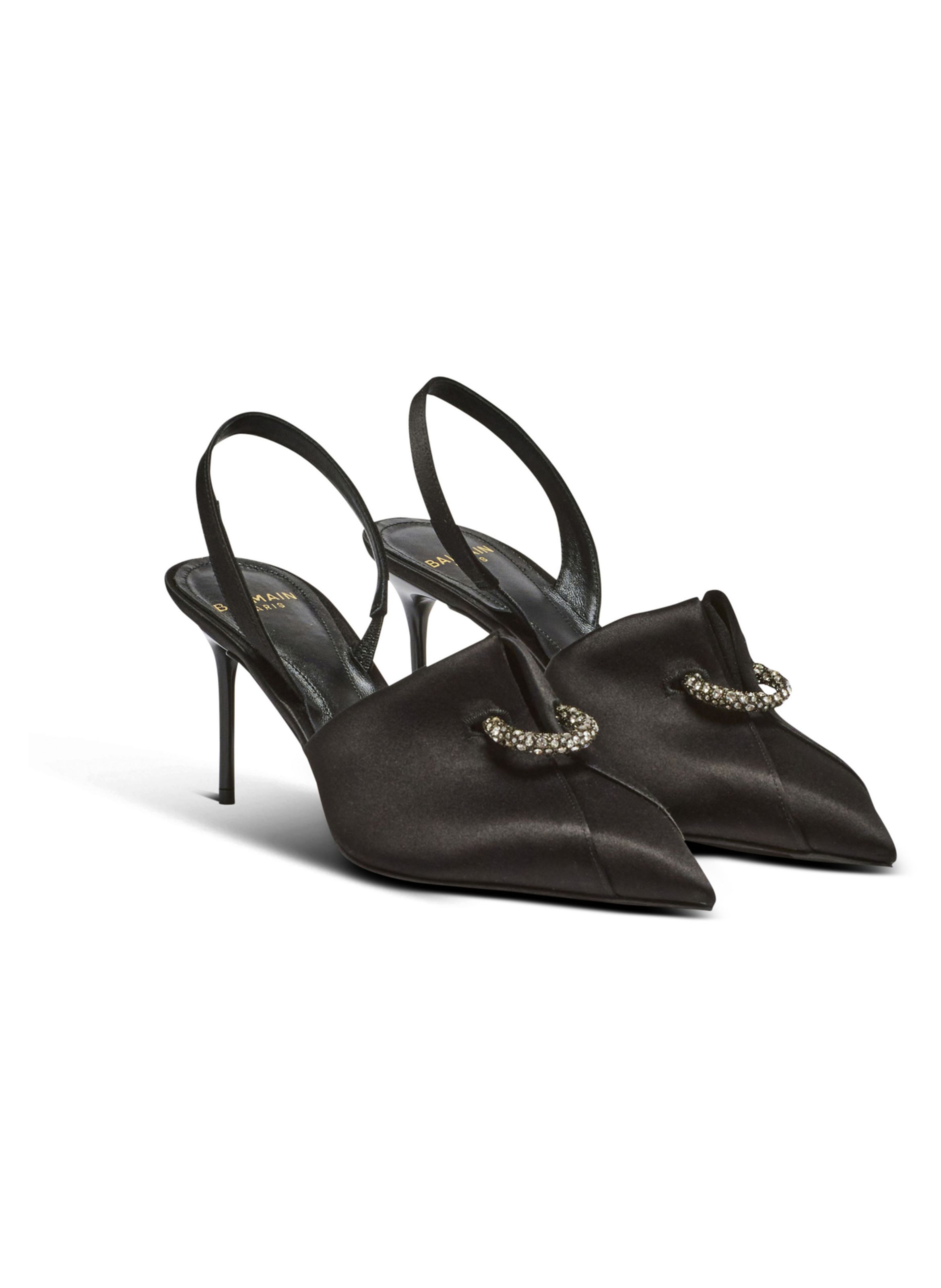 Escarpins en satin avec piercing BALMAIN Noir