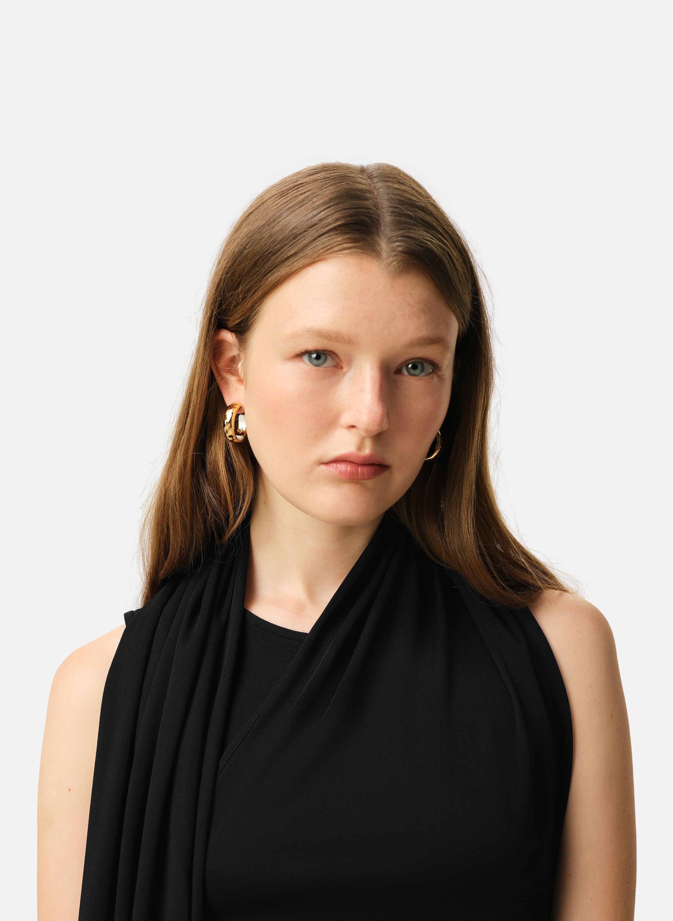 Robe longue lavallière en jersey AMI PARIS Noir