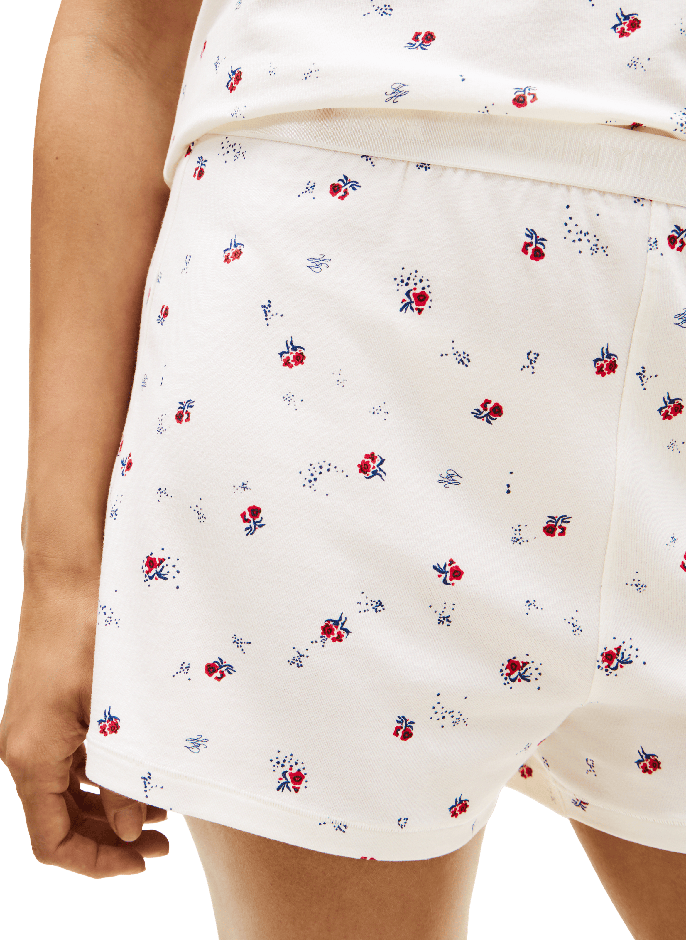 Short court imprimé en coton organique mélangé TOMMY HILFIGER Blanc