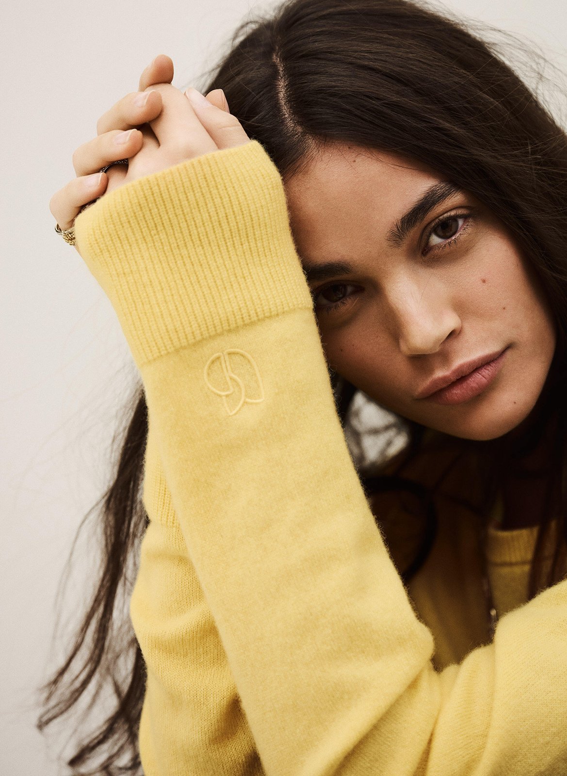 Pull droit col rond en cachemire chaya BA&SH Jaune