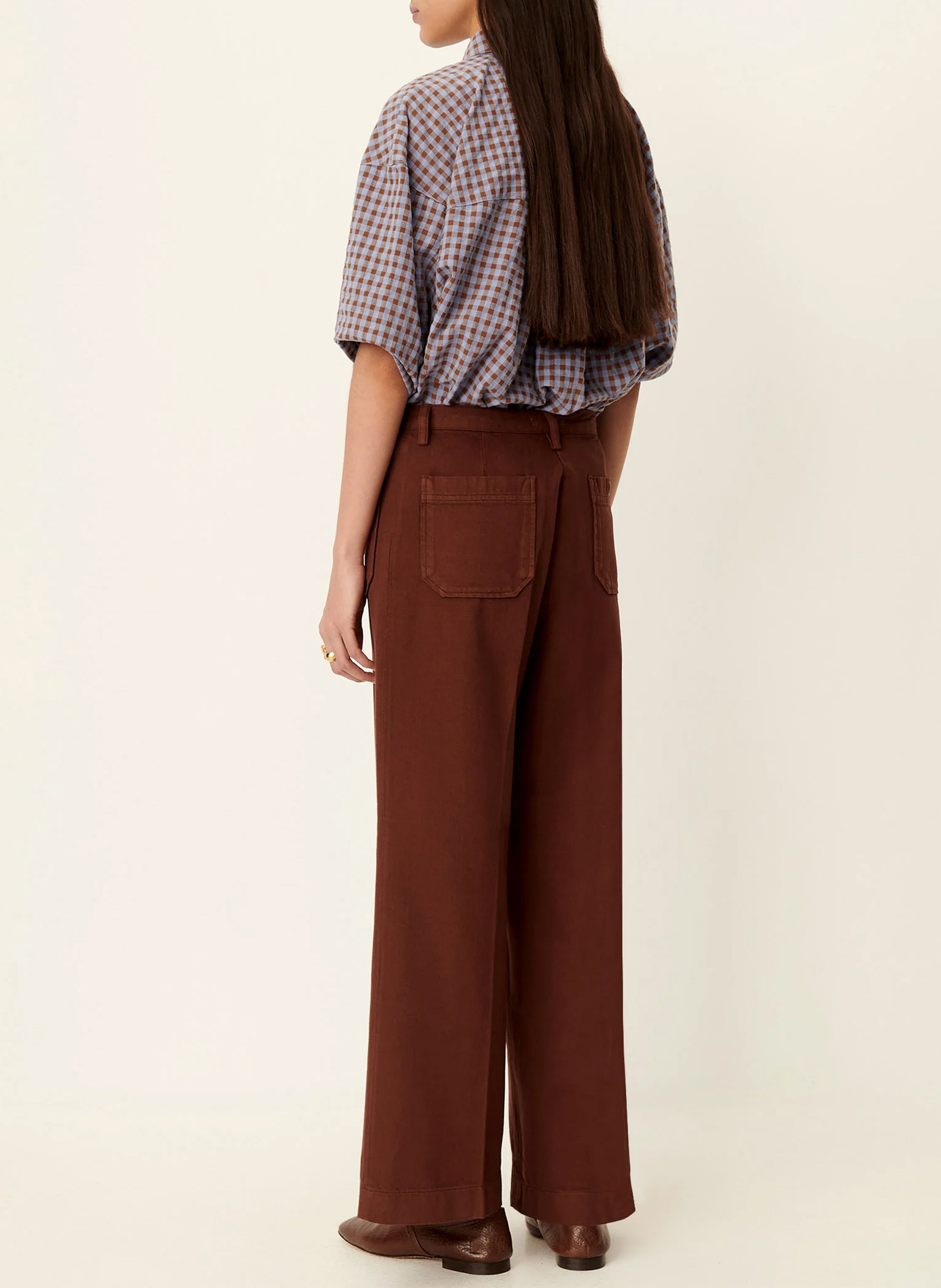 Jean droit taille haute en coton Aldricks SESSUN Marron