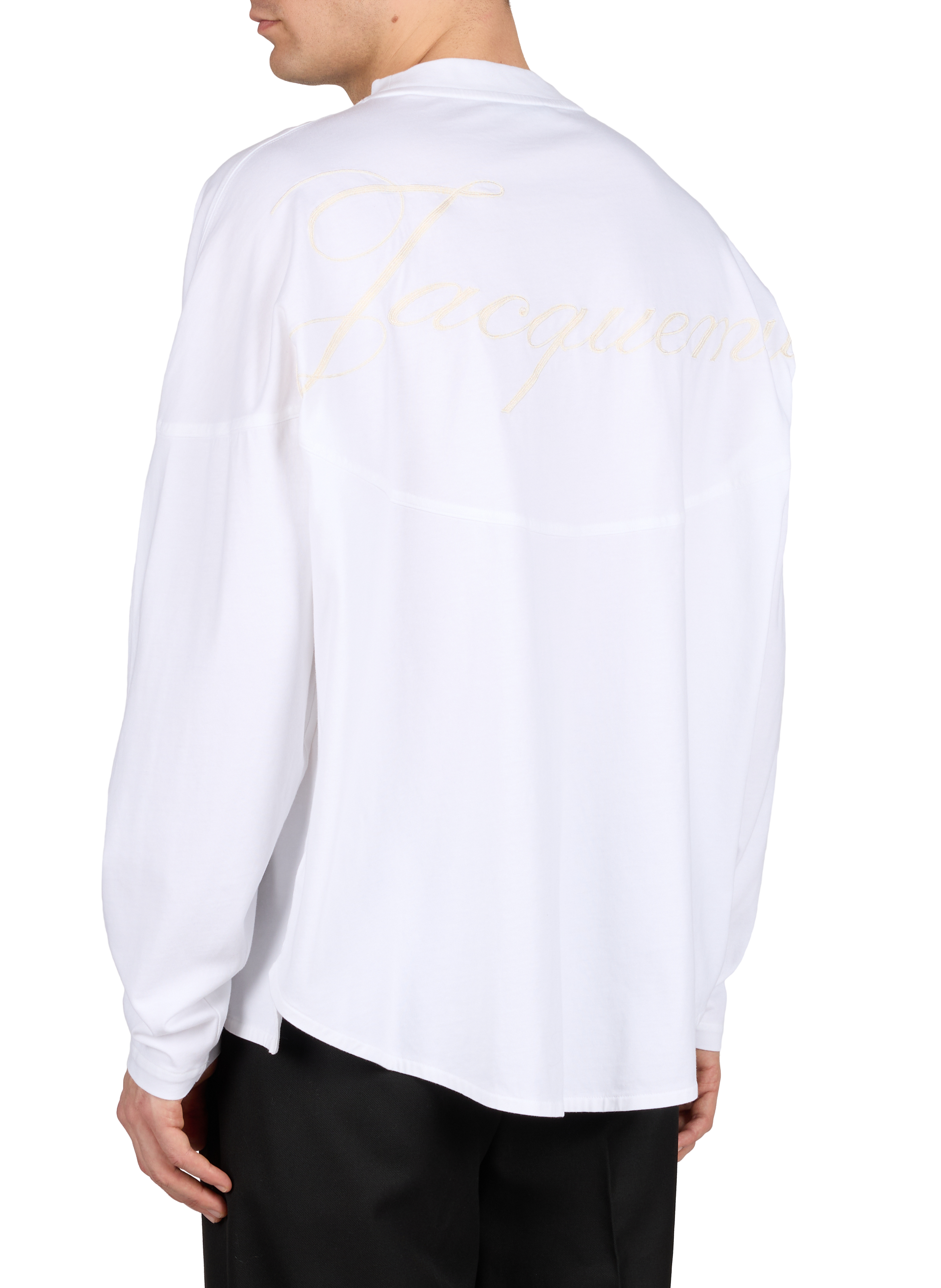 T-shirt large à manches longues en coton JACQUEMUS Blanc