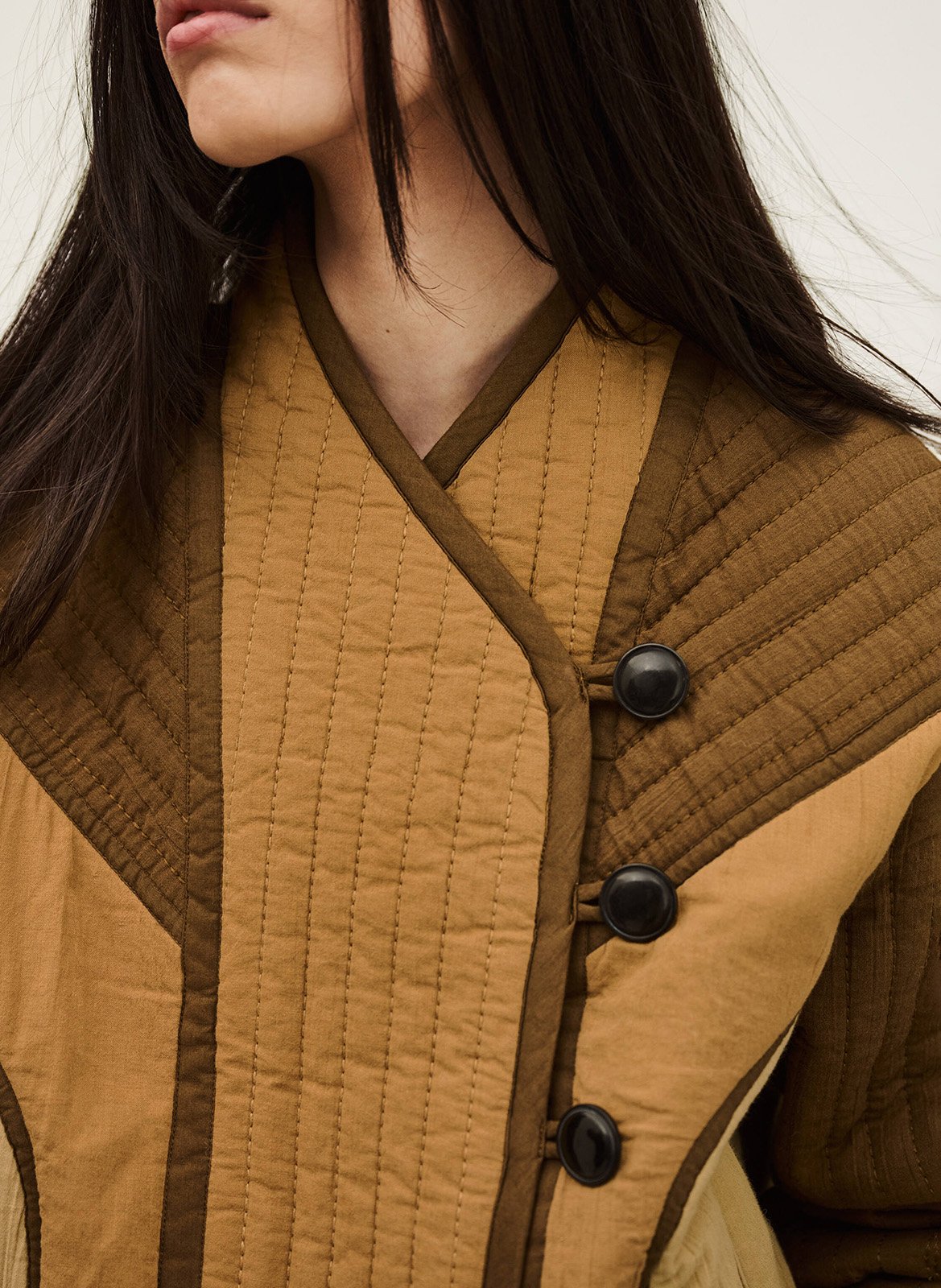 Veste patchwork courte en coton cisca BA&SH Marron