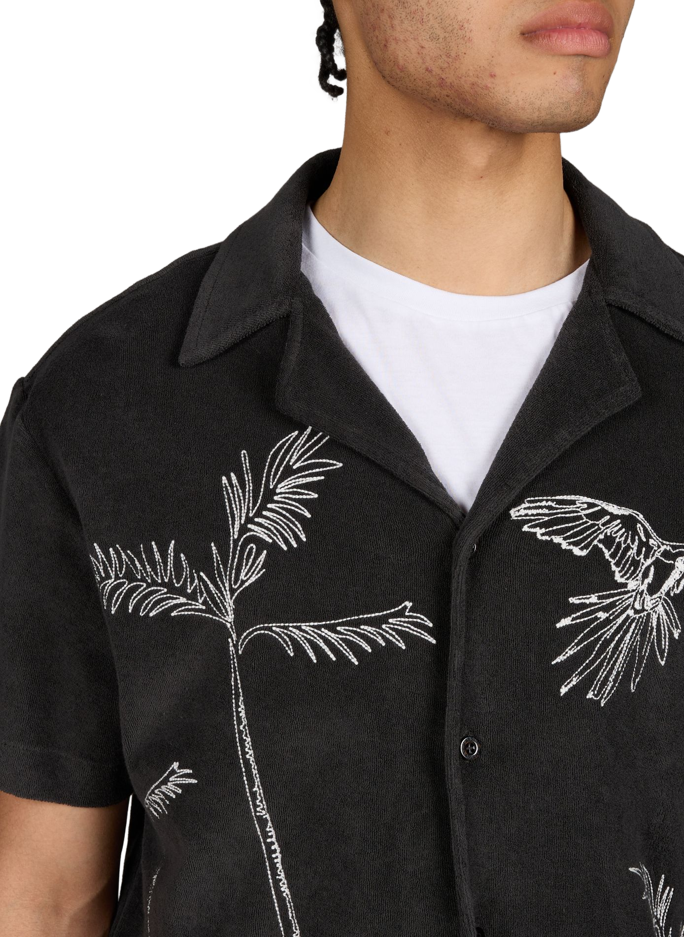 Germain Palm Tree blended cotton sponge shirt MAISON LABICHE Black