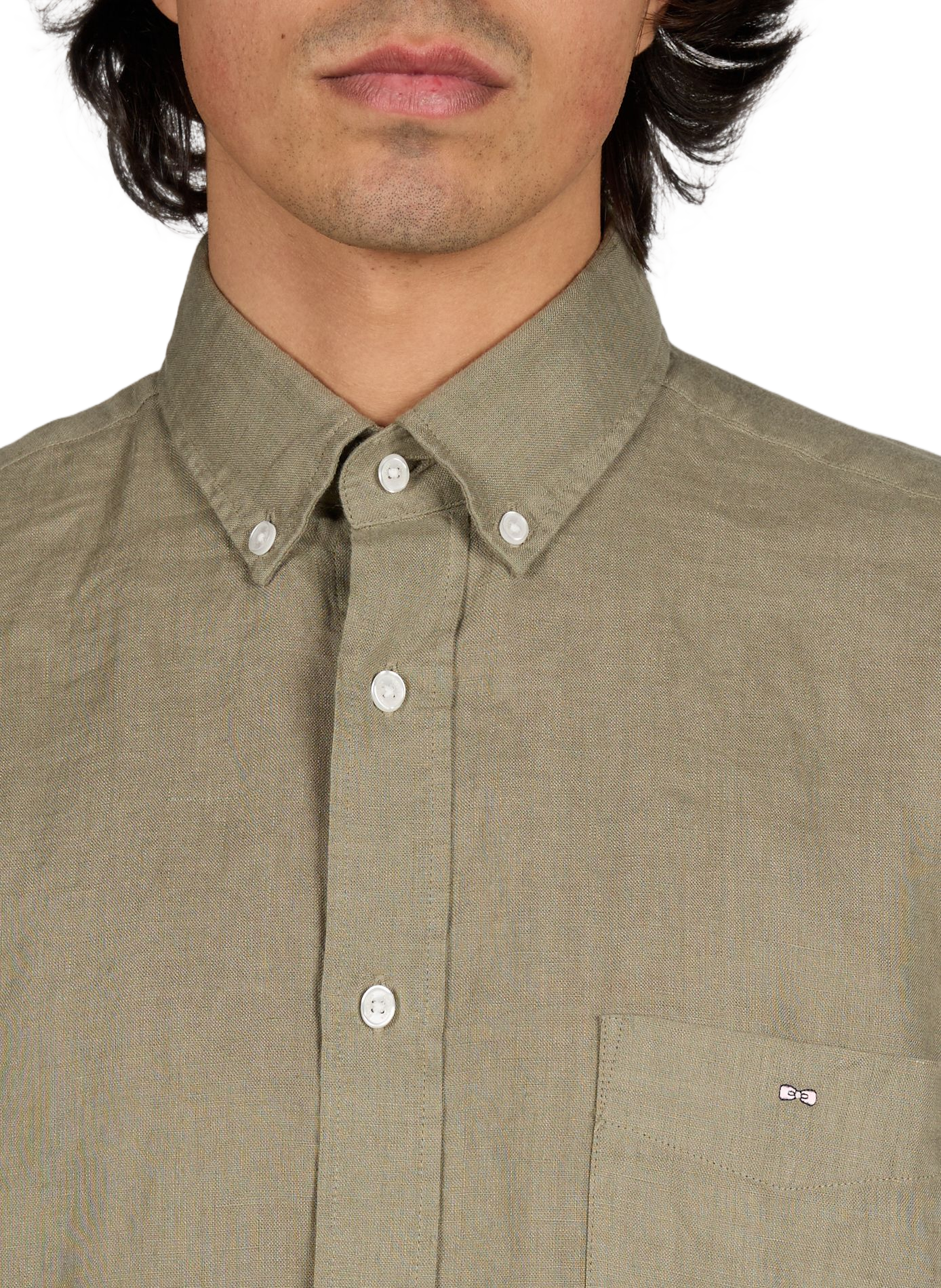 Chemise droite boutonnée en lin EDEN PARK Beige