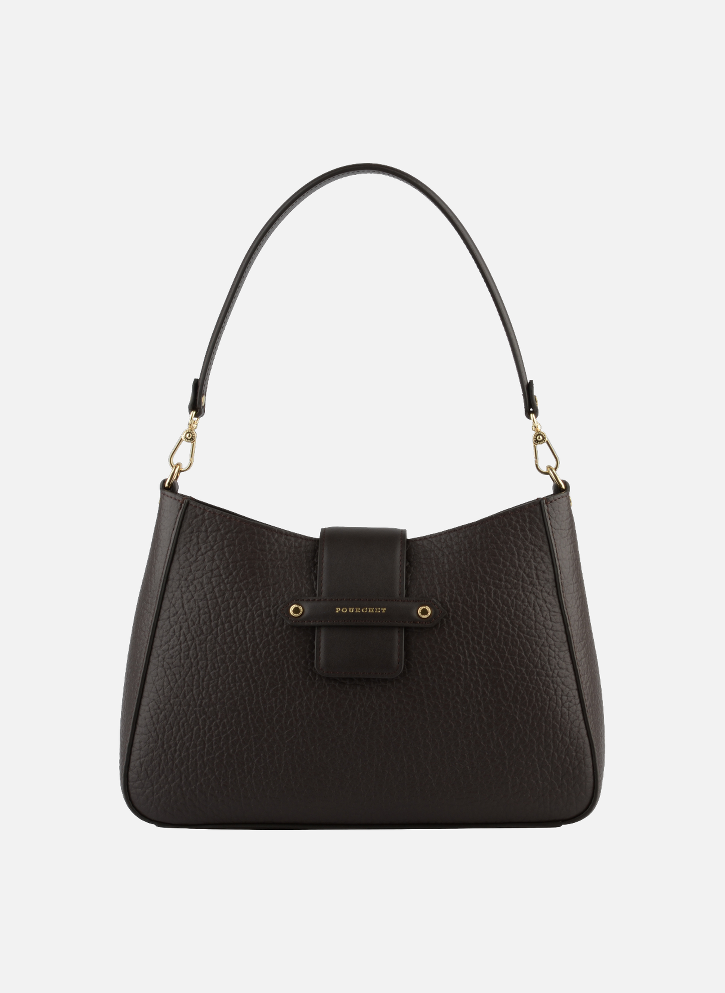 Fleuves | sac porté épaule gm en cuir de vachette POURCHET Marron