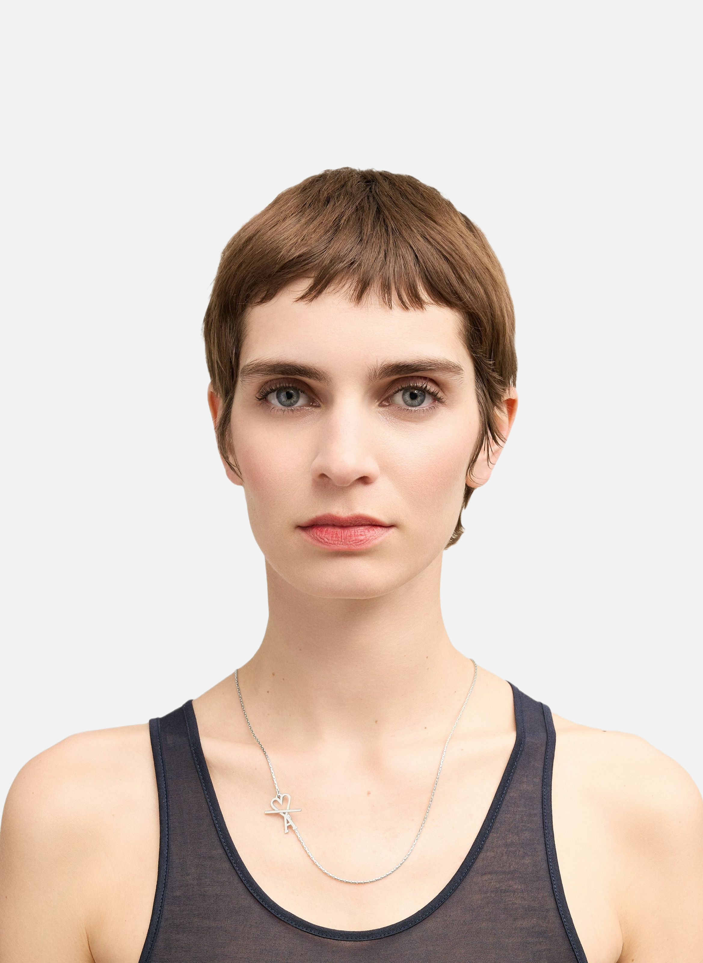 Collier chaîne ami de coeur 2 en 1 unisexe AMI PARIS Gris