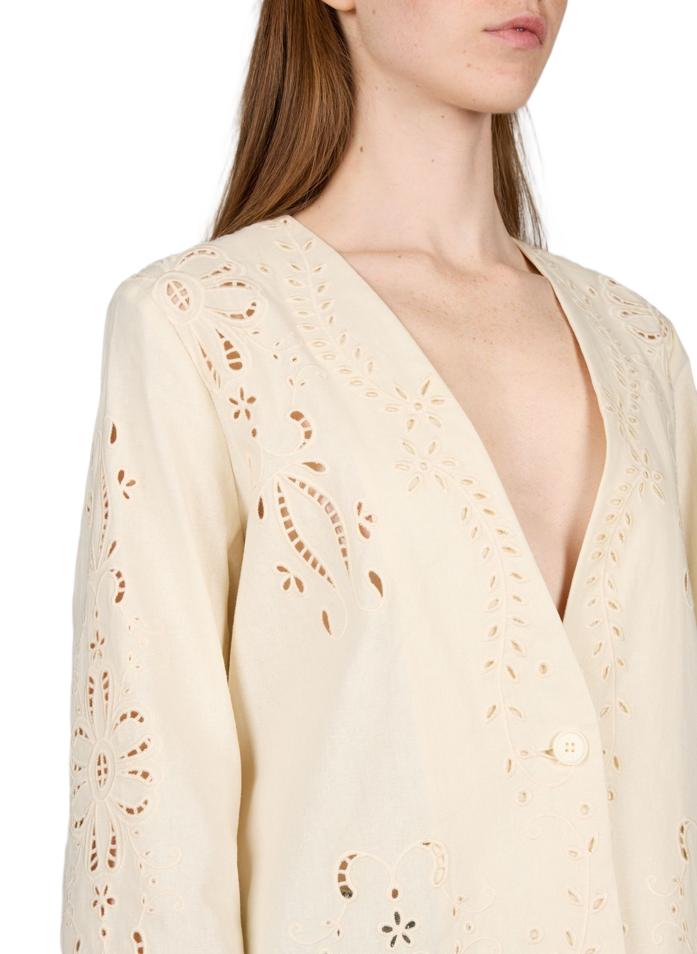 Lightweight linen and cotton openwork jacket BERENICE Beige