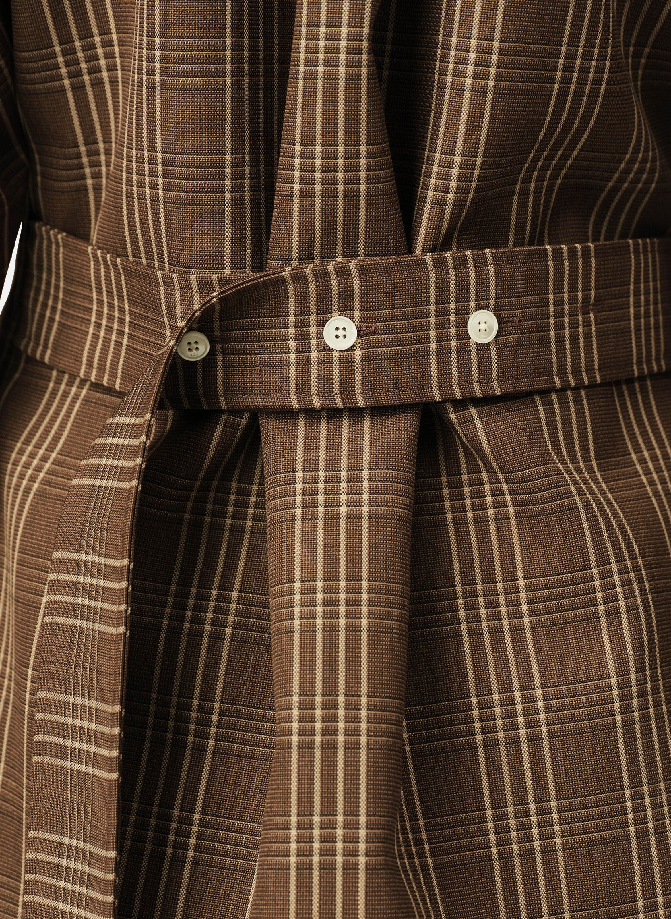 Chemise à carreaux cintrée en laine AMI PARIS Marron