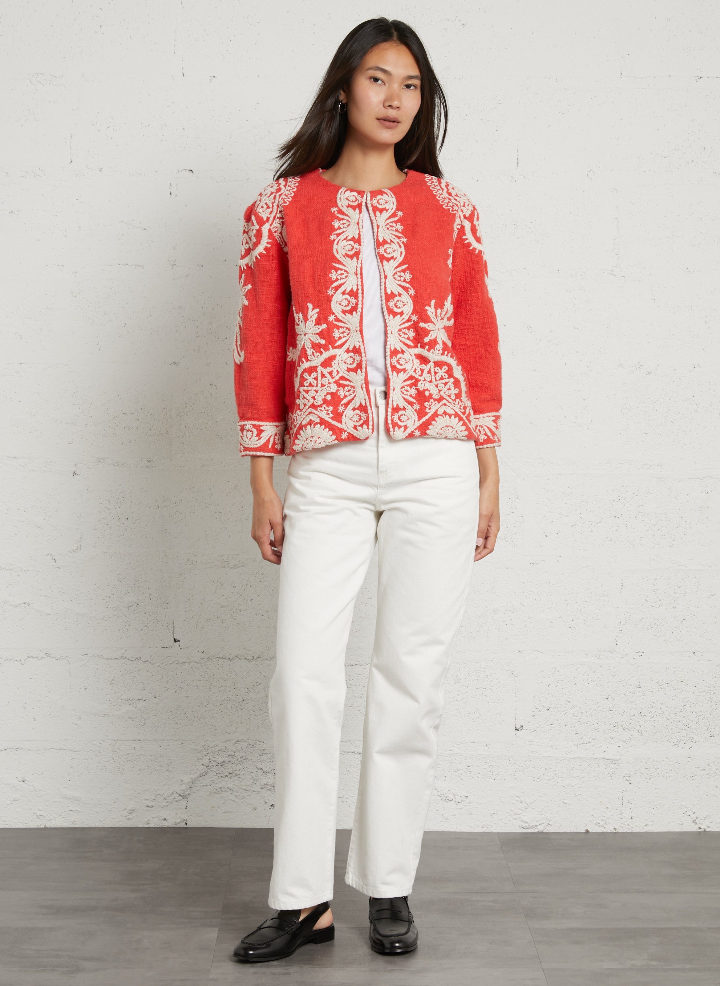 Veste col rond en coton valma MAISON 123 Rouge