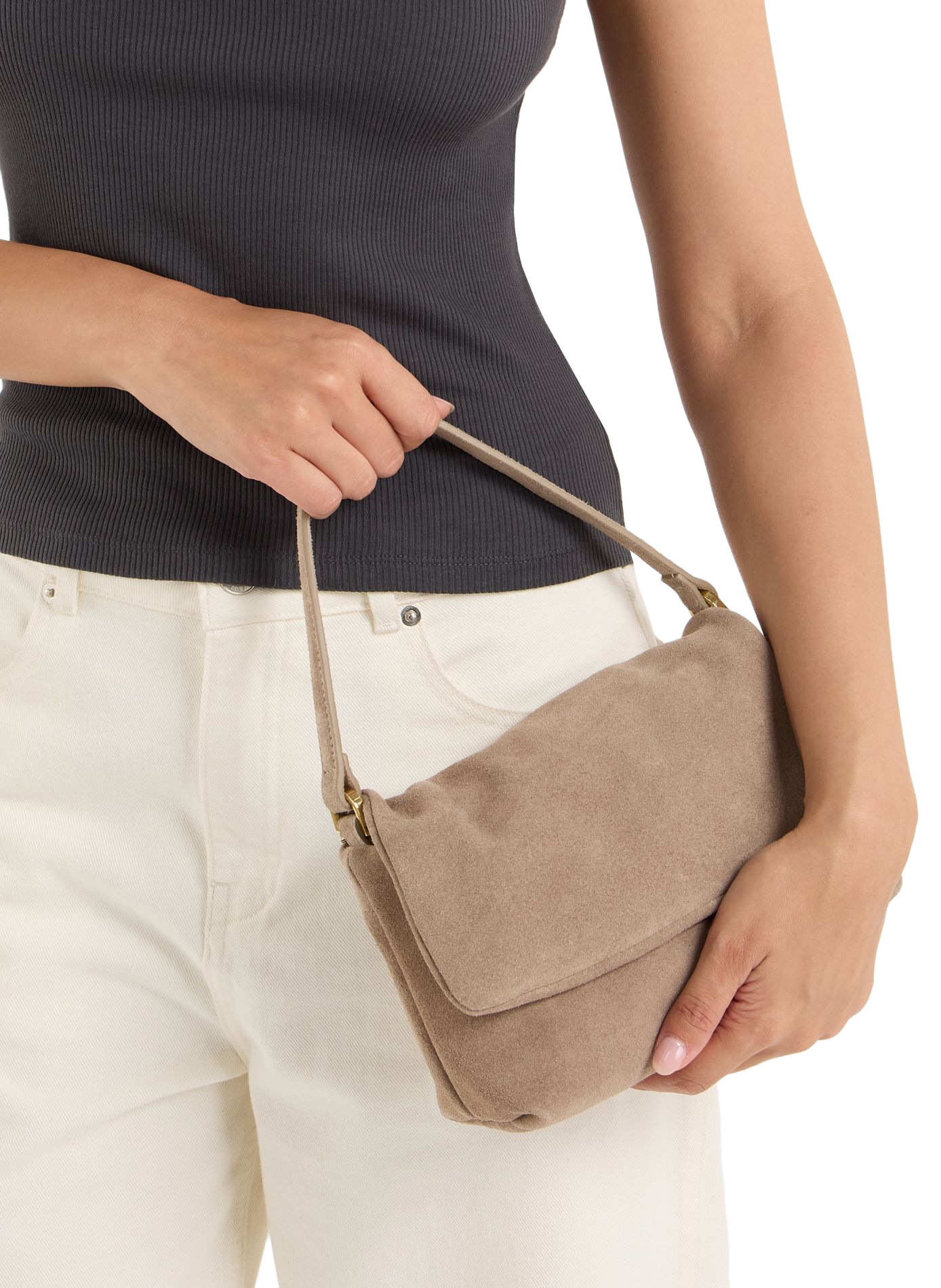 Sac à main Iloise XS en cuir suédé SAISON 1865 Gris