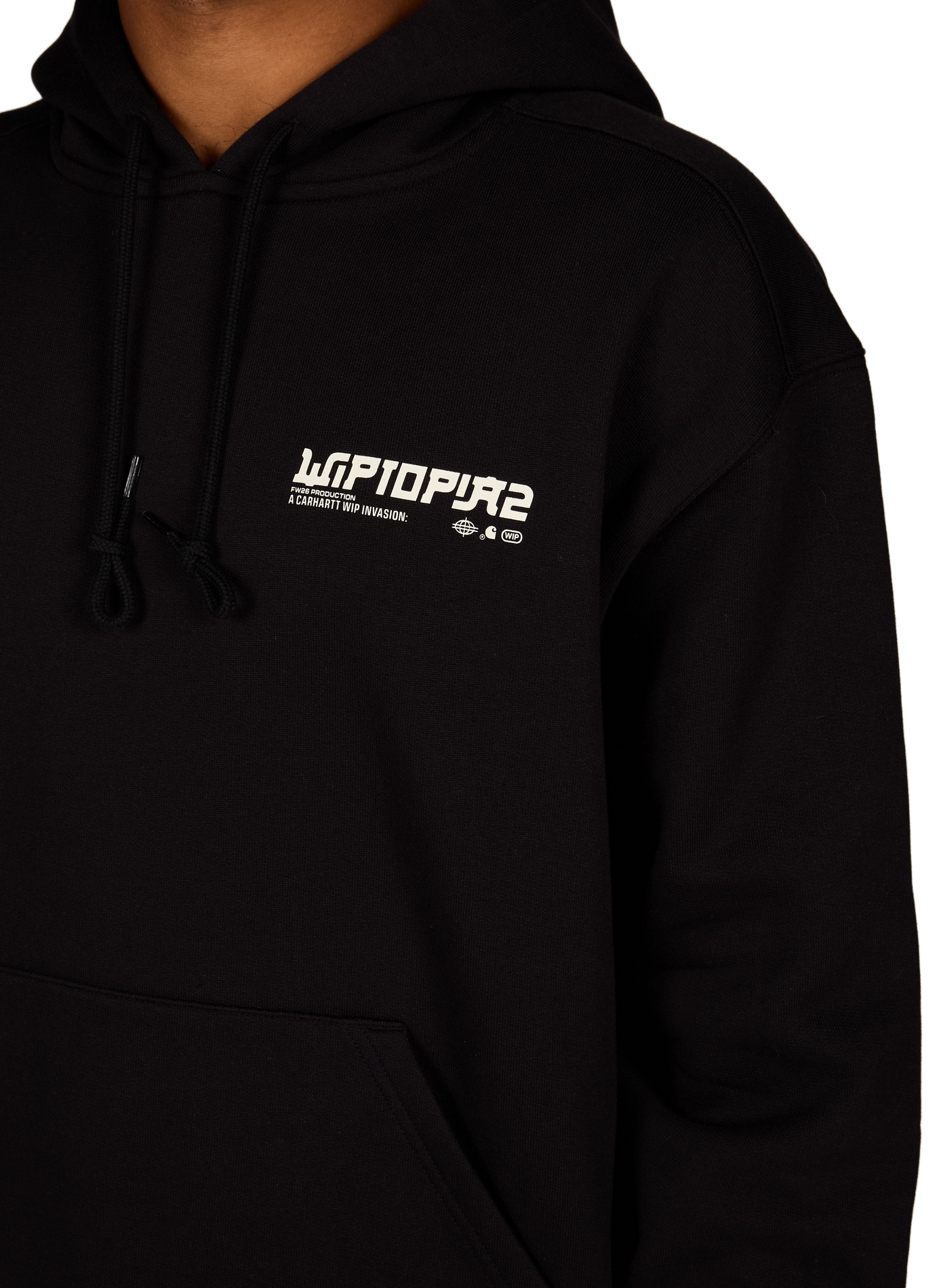 Straight hooded sweatshirt with screen print in blended cotton CARHARTT WIP Black