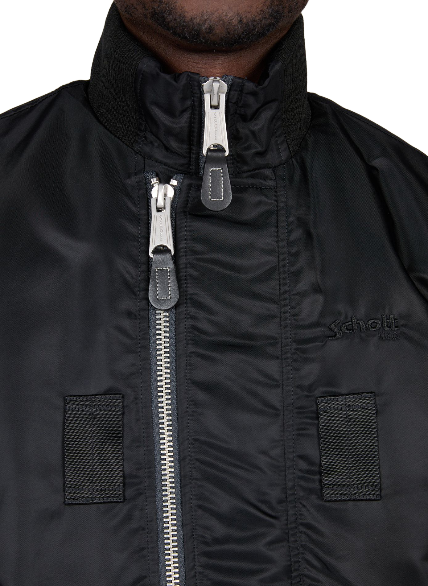 Gerader Reißverschluss-Blouson in Uni-Farbe SCHOTT Schwarz