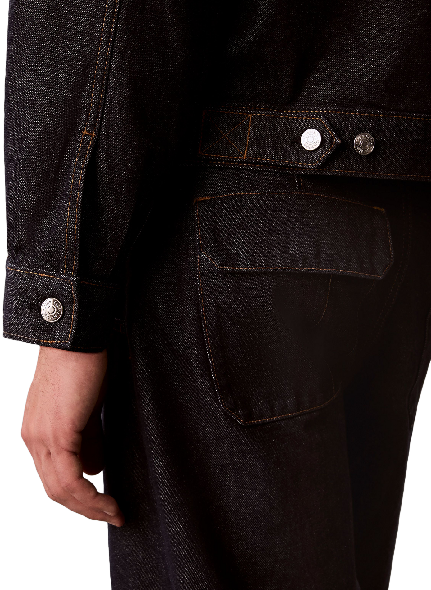 Jacke mit klassischem Baumwoll-Denim-Kragen CALVIN KLEIN Blau