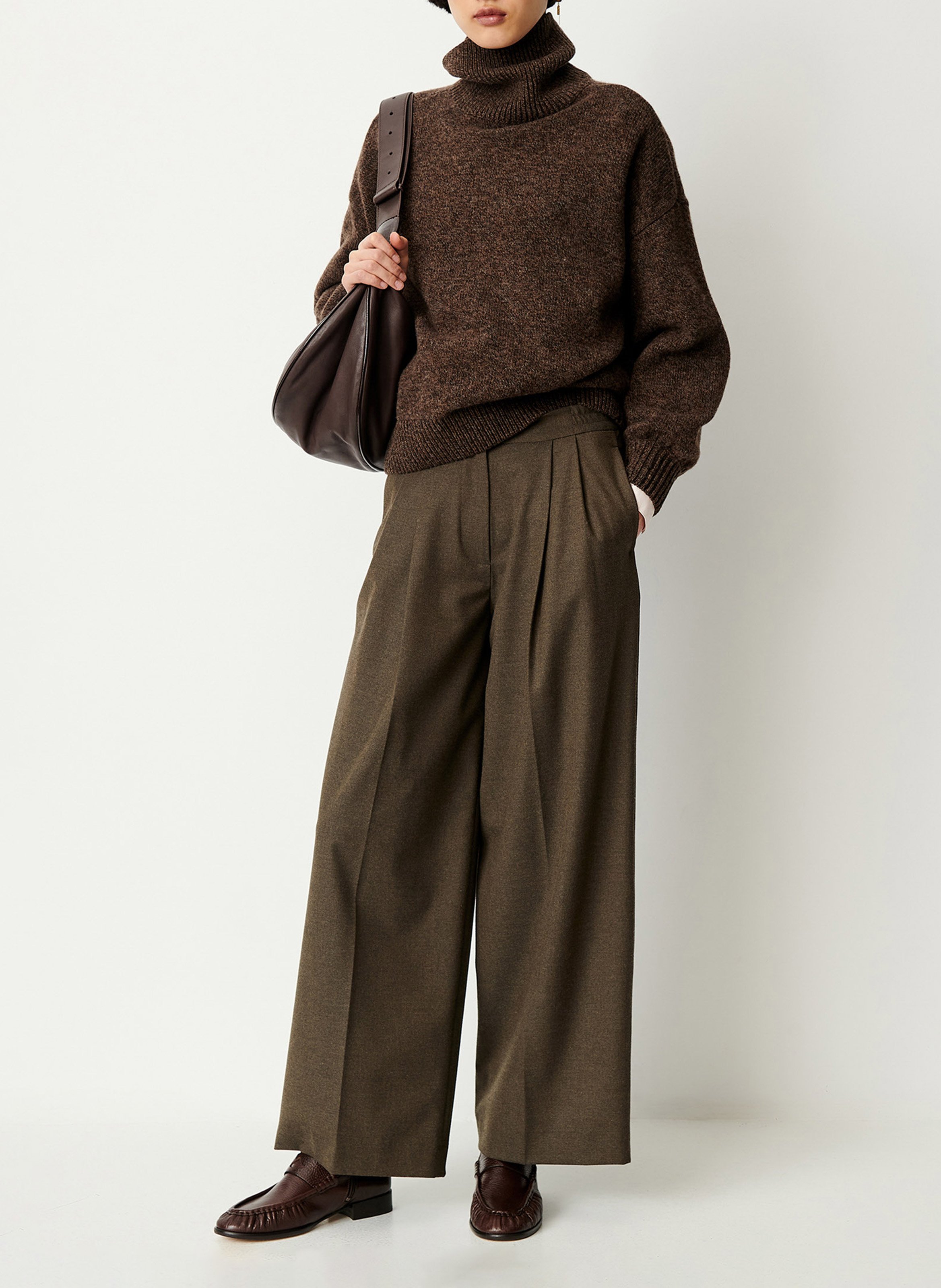 Pantalon large à taille haute hojiki SESSUN Kaki