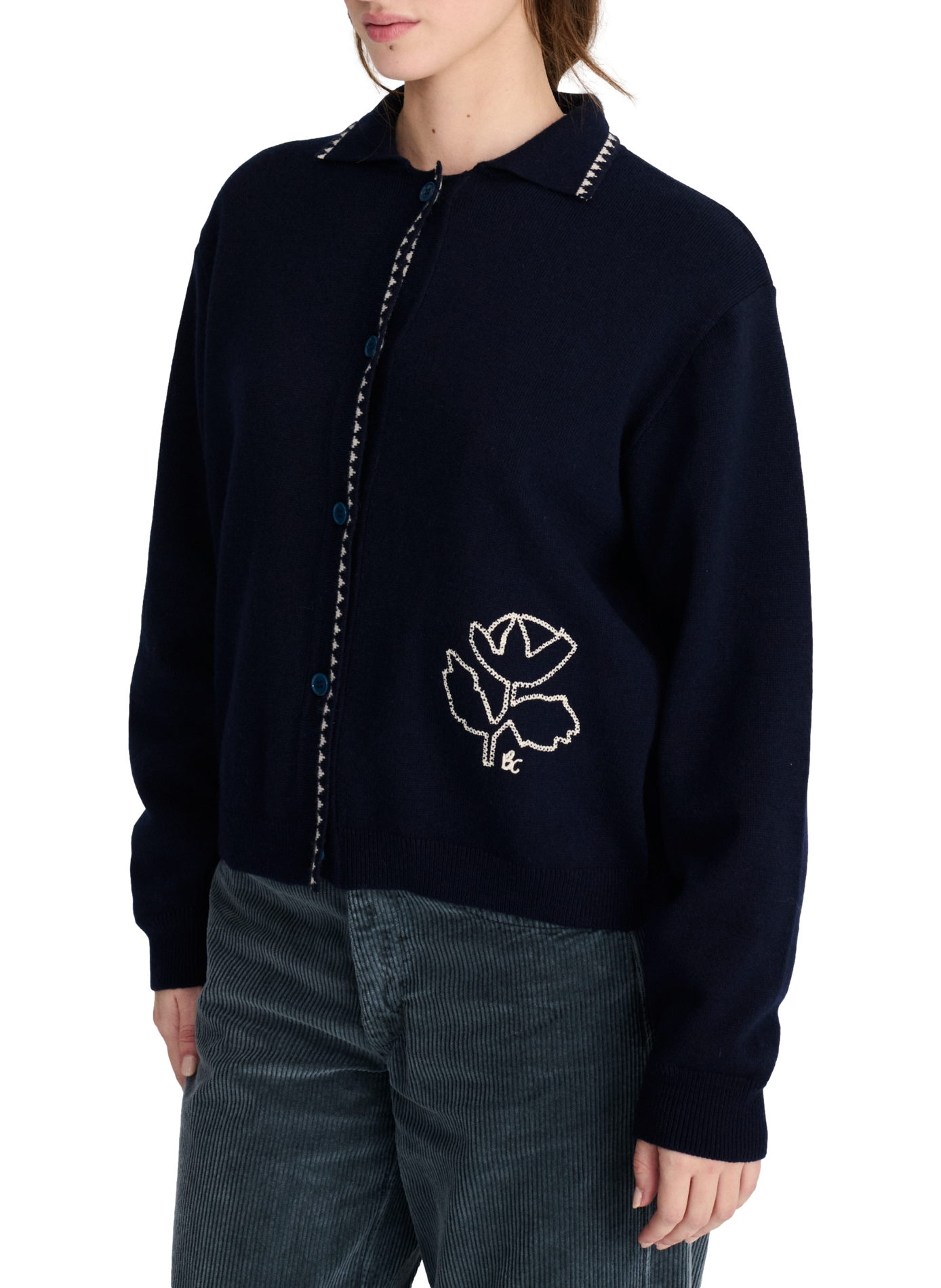 Cardigan droit à détail contrasté BOBO CHOSES Blue
