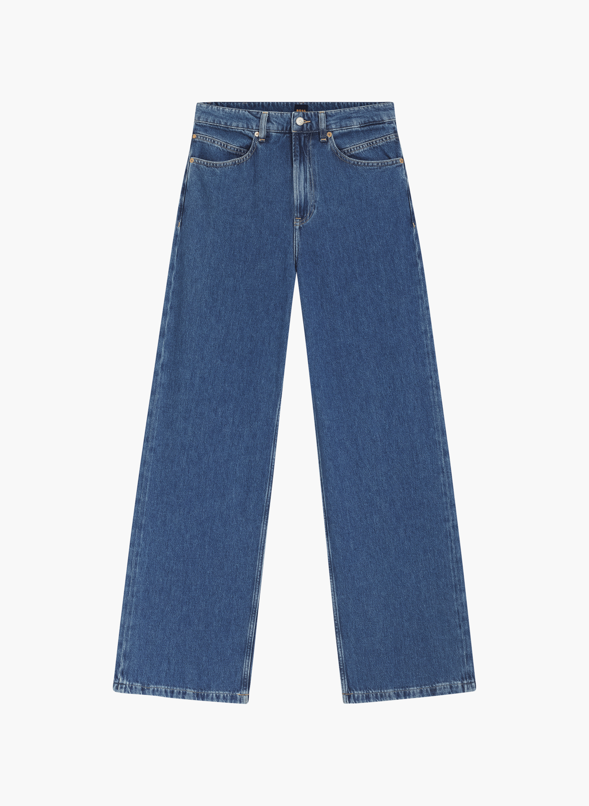 Jean droit en coton BOSS Bleu