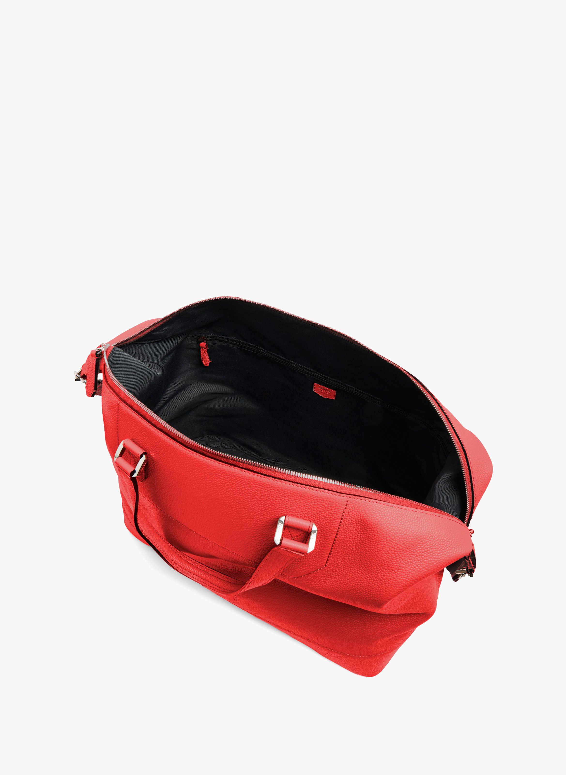 Weekendtas Ninon 45 van Lancel, rood vaarsleer, middelgrote reistas. LANCEL Rood