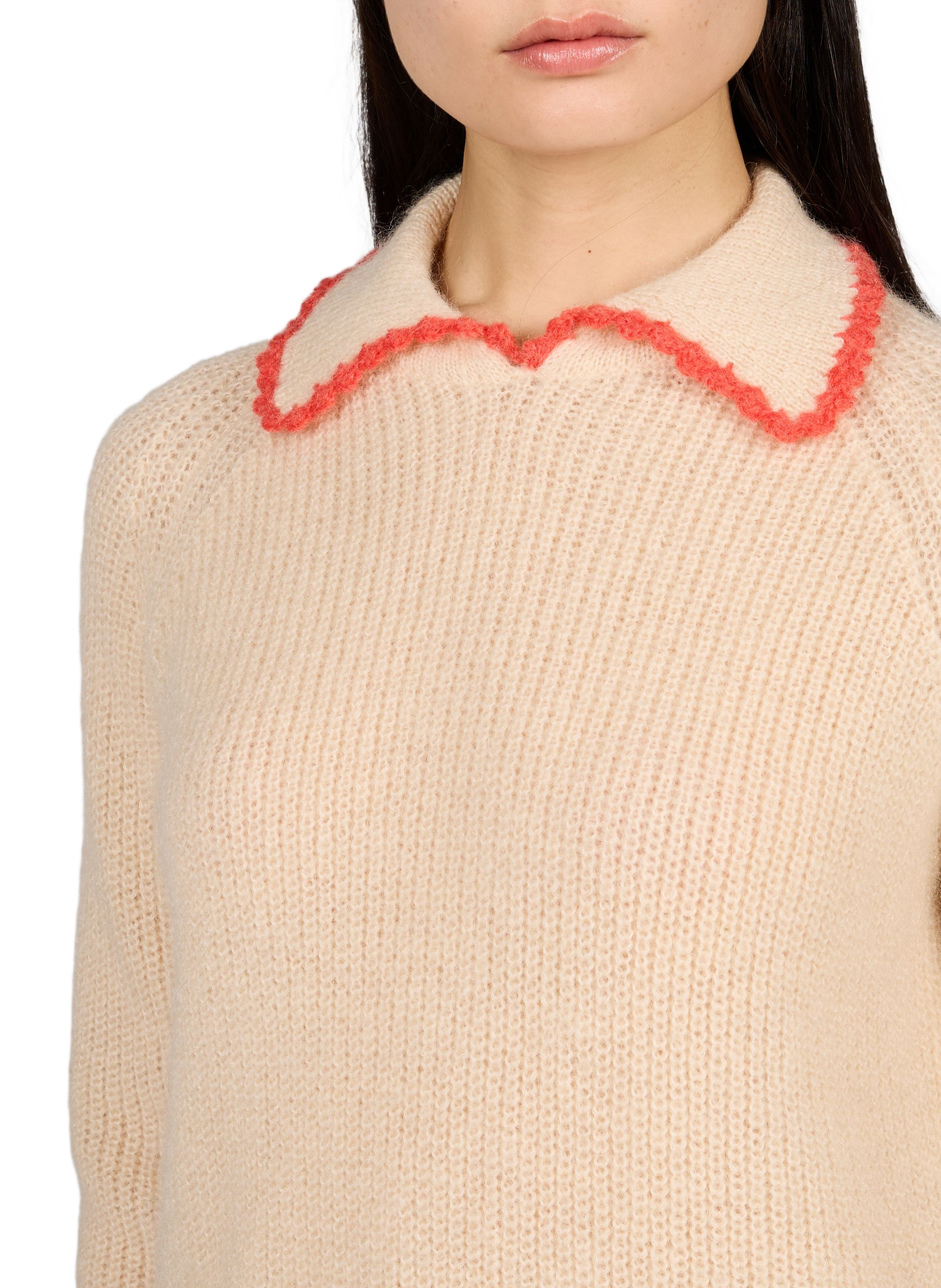 Polo met rechte kraag van gemengde wol GARANCE Beige