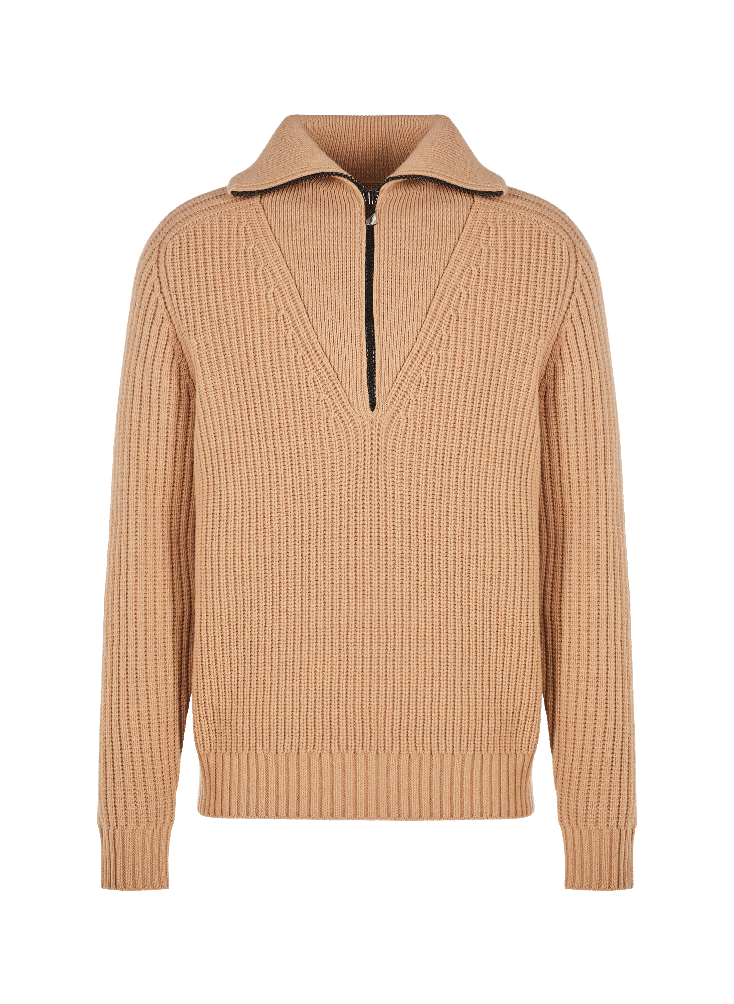 SAISON 1865 Half-zip wool jumper Brown