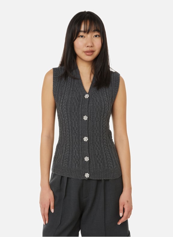 Sissi sleeveless wool cardigan Grey by MICHAELA BUERGER MICHAELA BUERGER Sissi sleeveless wool cardigan Grey