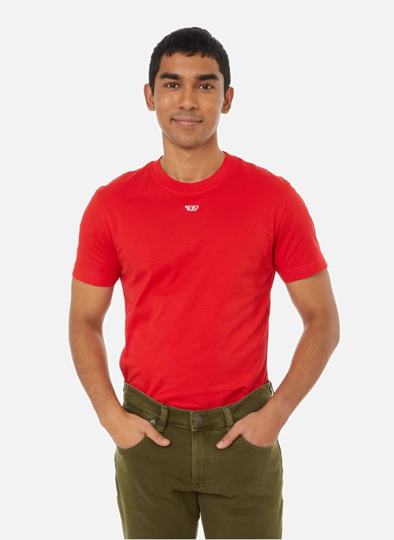 T-shirt à patch monogramme en coton Rouge by DIESEL DIESEL T-shirt à patch monogramme en coton Rouge