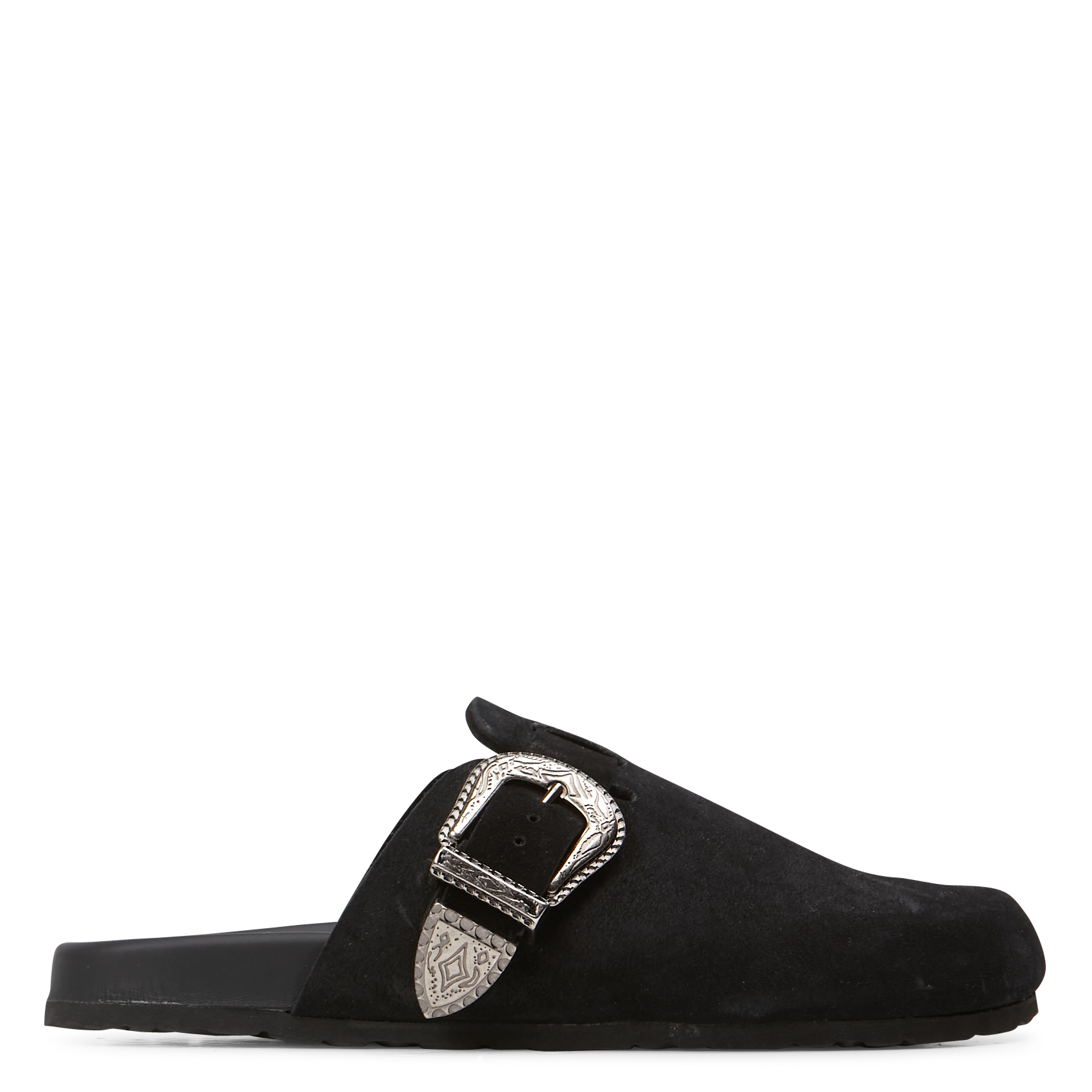 Sabots plats en cuir à boucle