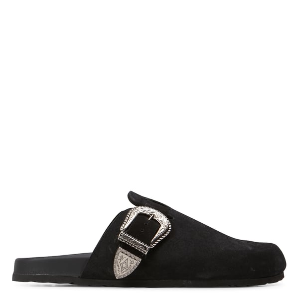 Sabots plats en cuir à boucle