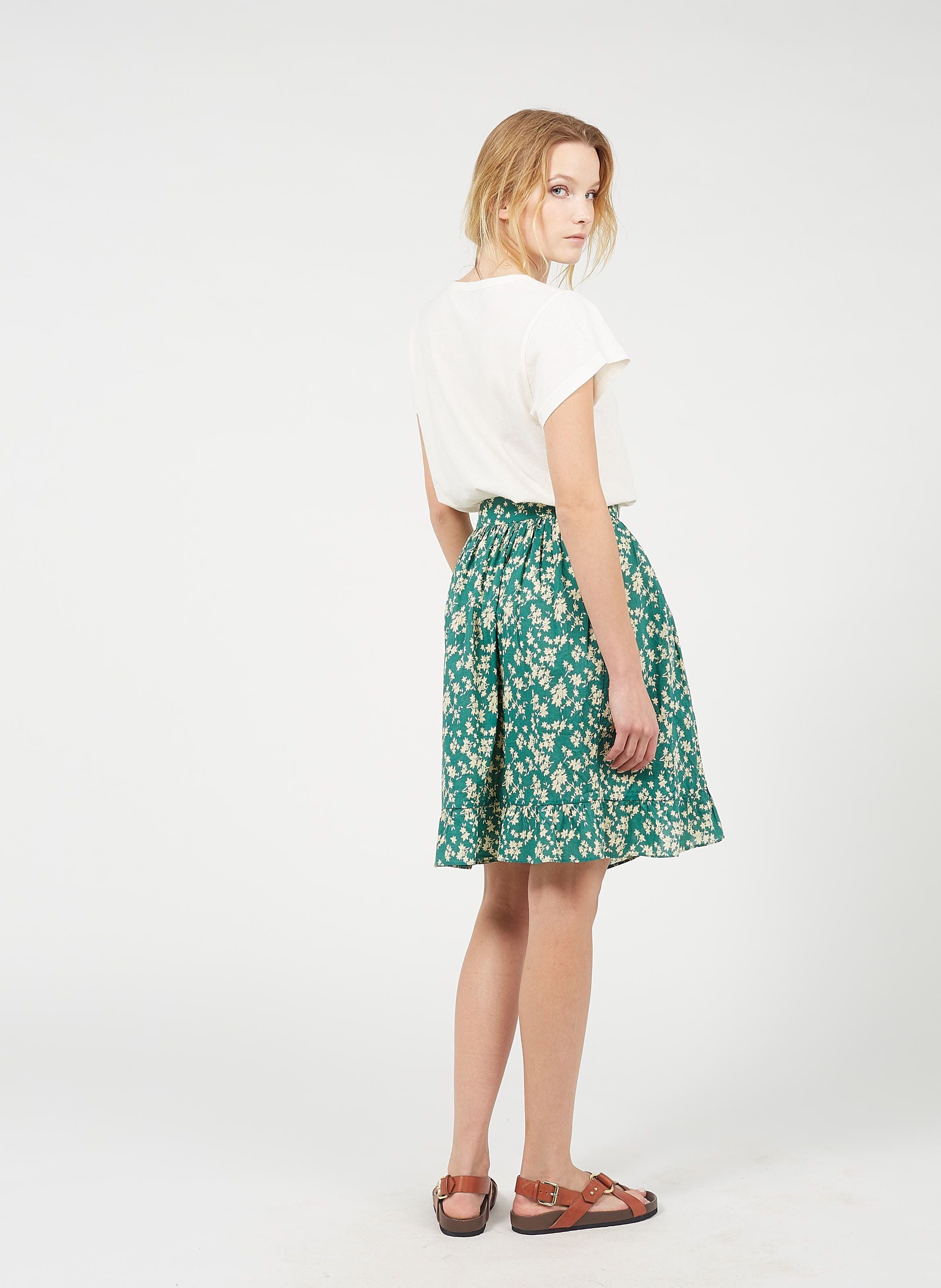 Sandales plates en cuir mexico SOEUR Marron