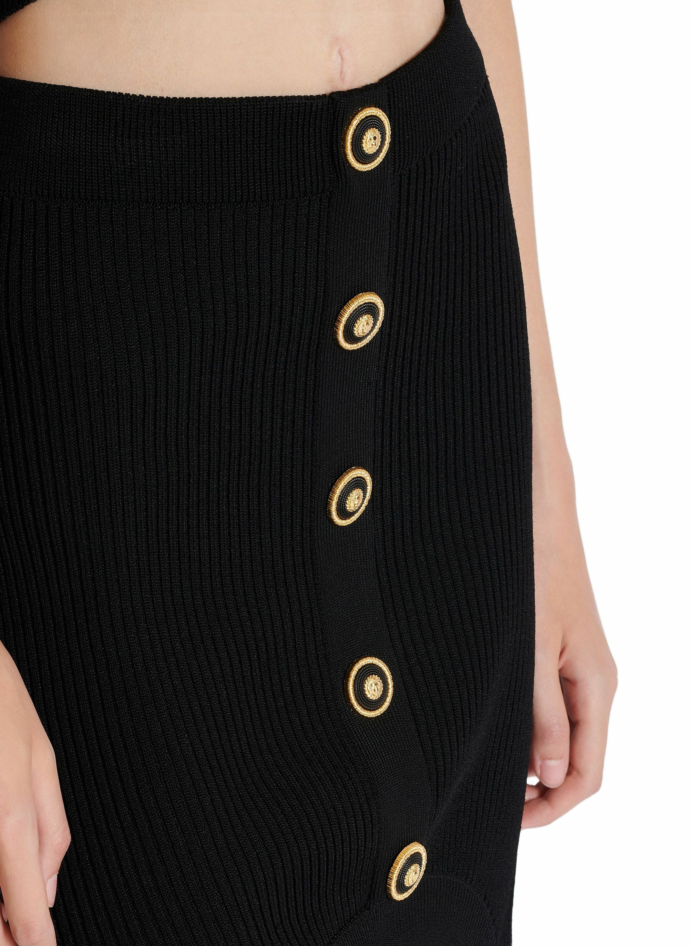 Jupe courte trompe-l'œil en maille côtelée BALMAIN Noir